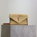 YSL 25S CALYPSO BAG 19 IN NATURAL RAFFIA AND CALFSKIN GOLD HARDWARE