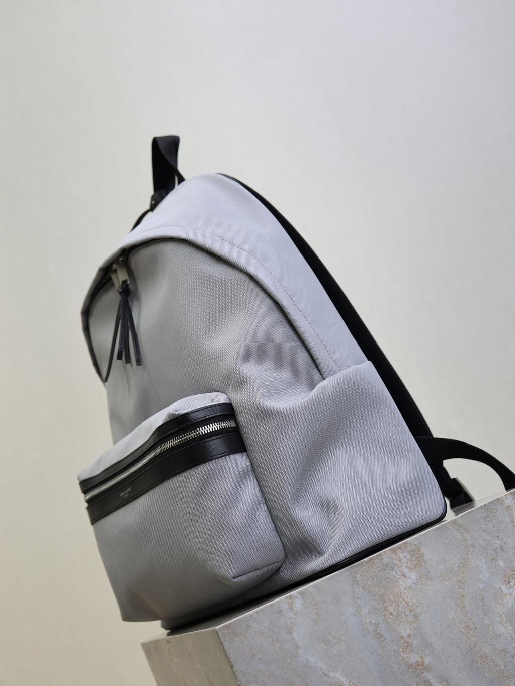 YSL 25S CITY BACKPACK 38 IN SLATE GRAY CANVAS AND CALFSKIN