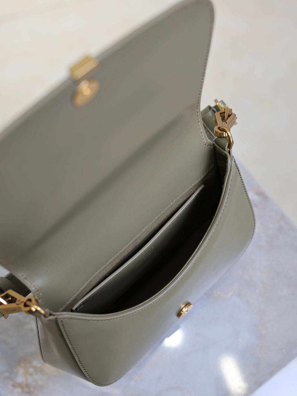 YSL 25S MINI VOLTAIRE 21 IN DEEP MUSK CALFSKIN SAINT LAURENT GOLD HARDWARE