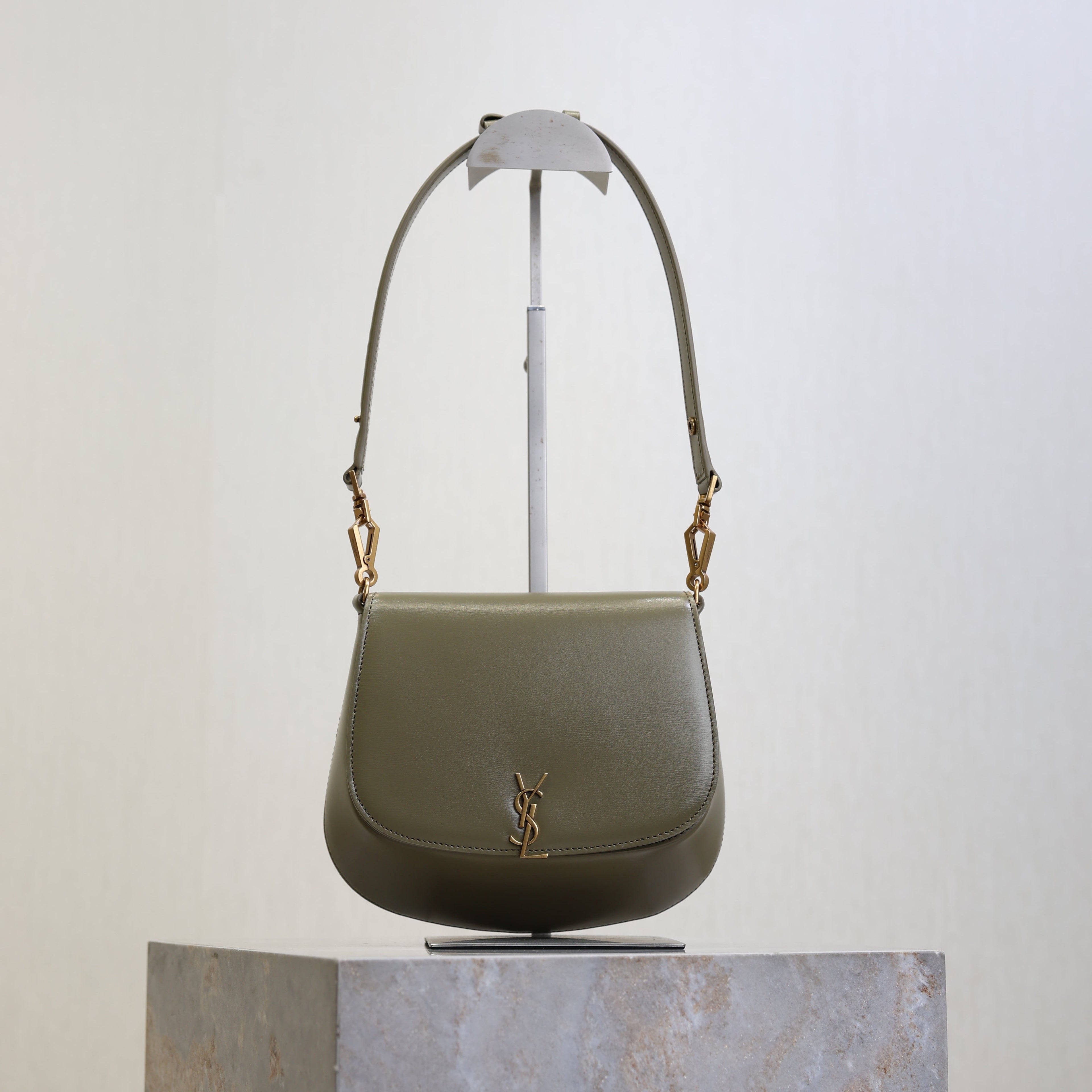 YSL 25S MINI VOLTAIRE 21 IN DEEP MUSK CALFSKIN SAINT LAURENT GOLD HARDWRE