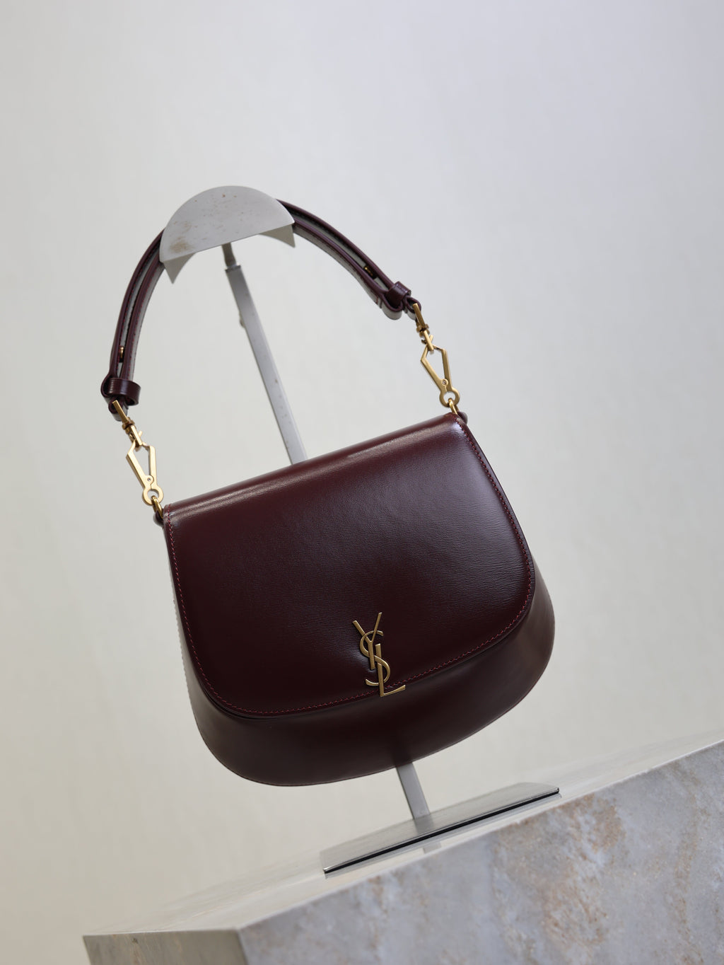 YSL 25S MINI VOLTAIRE 21 IN ROUGE CABERNET CALFSKIN SAINT LAURENT GOLD HARDWARE