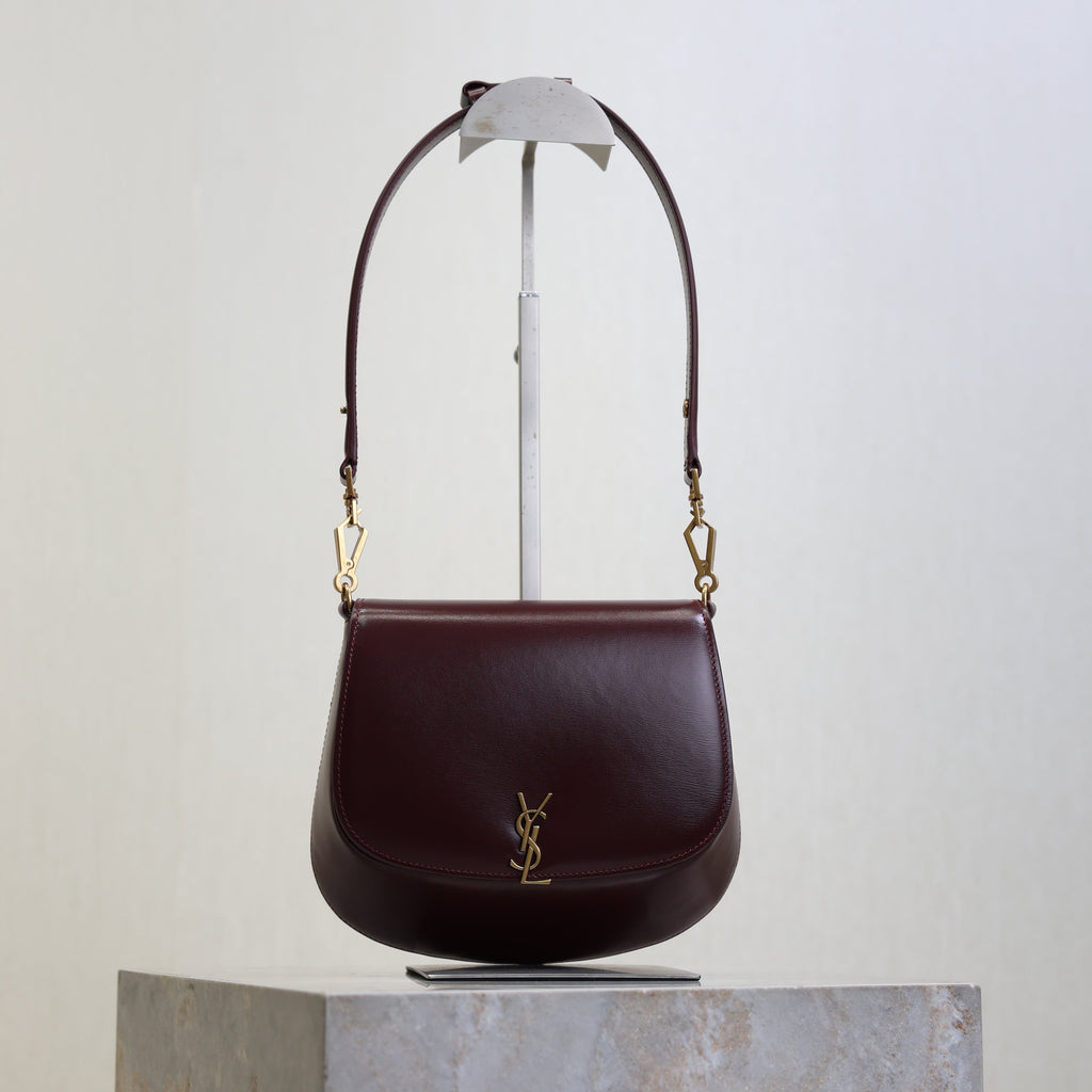 YSL 25S MINI VOLTAIRE 21 IN ROUGE CABERNET CALFSKIN SAINT LAURENT GOLD HARDWRE