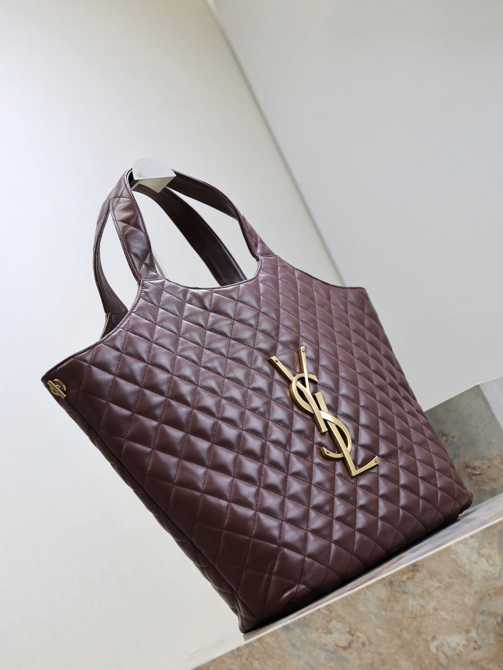 YSL 25S ICARE 27 IN ROUGE CABERNET QUILTED CALFSKIN GOLD HARDWARE