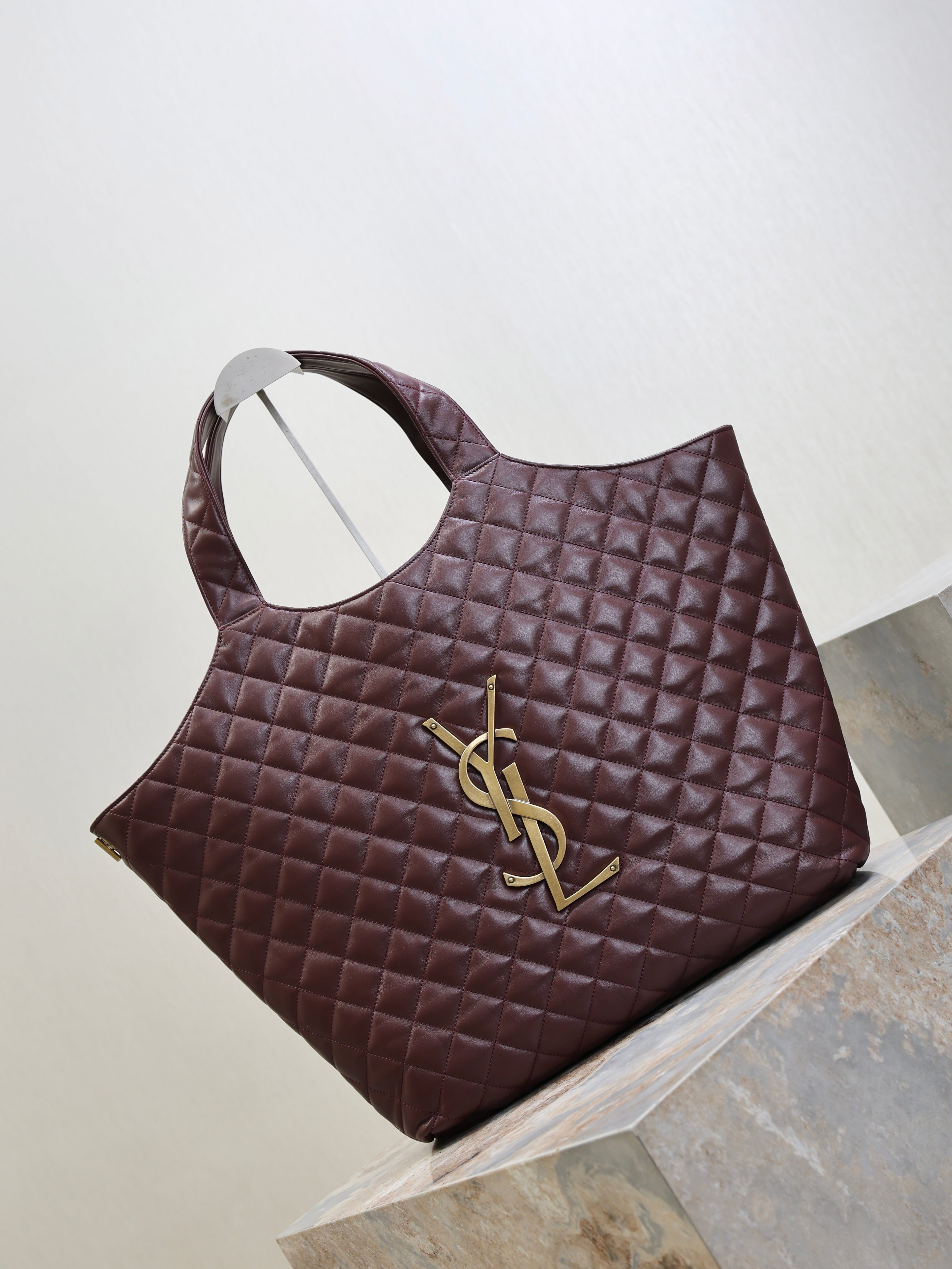 YSL 25S ICARE 27 IN ROUGE CABERNET QUILTED CALFSKIN GOLD HARDWRE