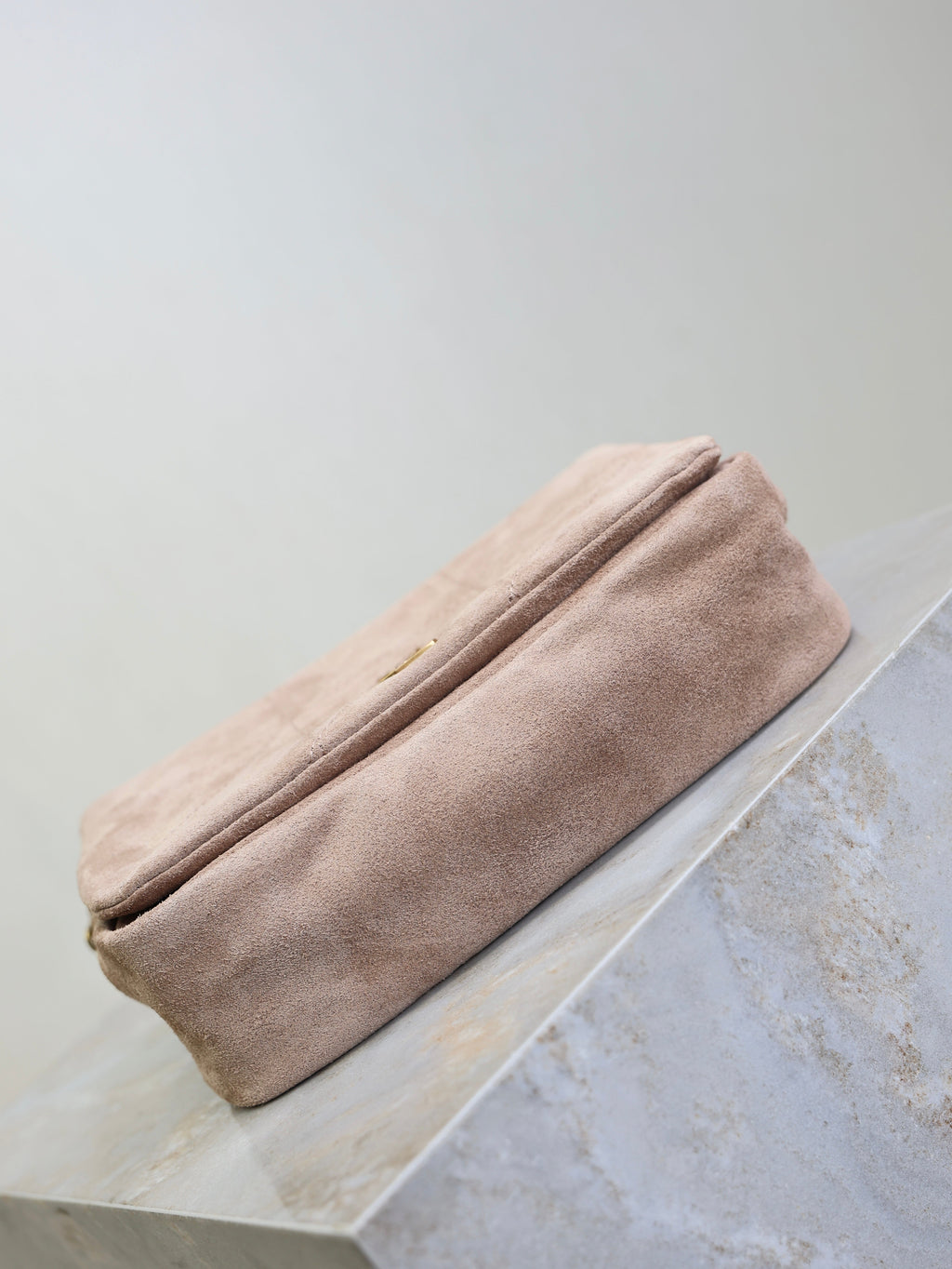 YSL 25S JAMIE 4.3 MINI 20 IN DUSTY ROSE BEIGE SUEDE GOLD HARDWARE