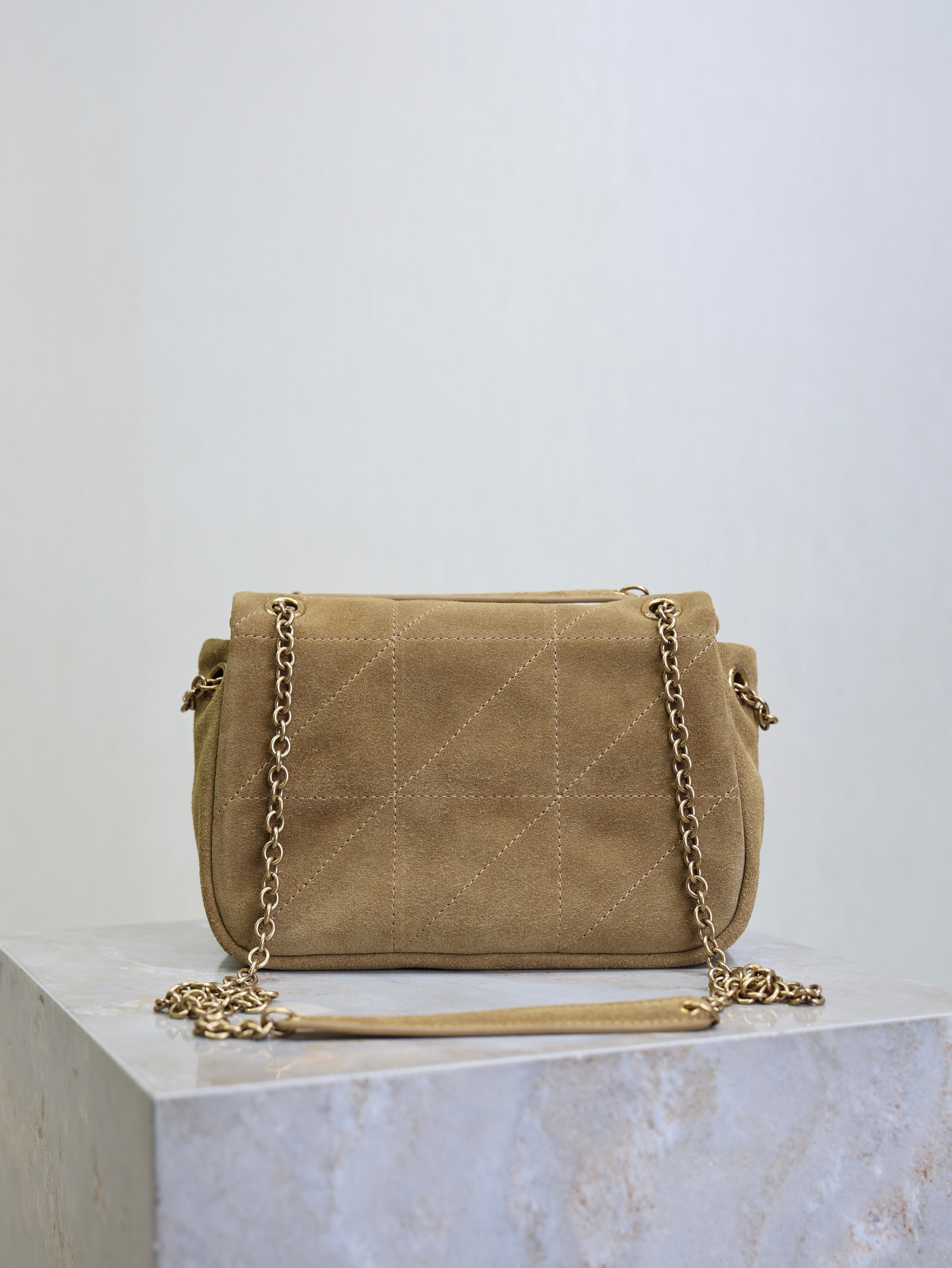 YSL 25S JAMIE 4.3 MINI 20 IN CARAMEL COGNAC SUEDE GOLD HARDWRE