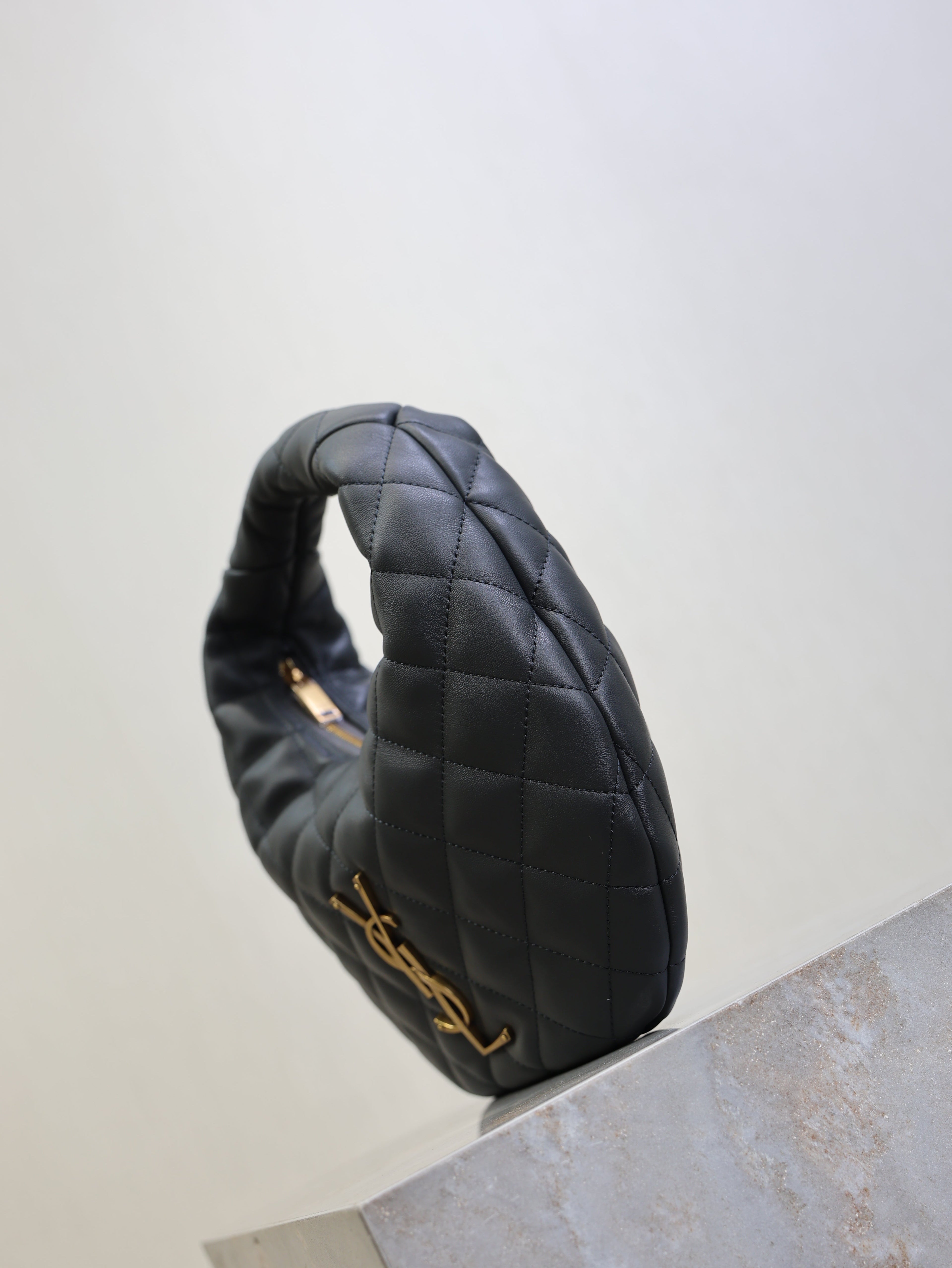 YSL 25S ICARINO 17 IN BLACK QUILTED CALFSKIN GOLD HARDWARE