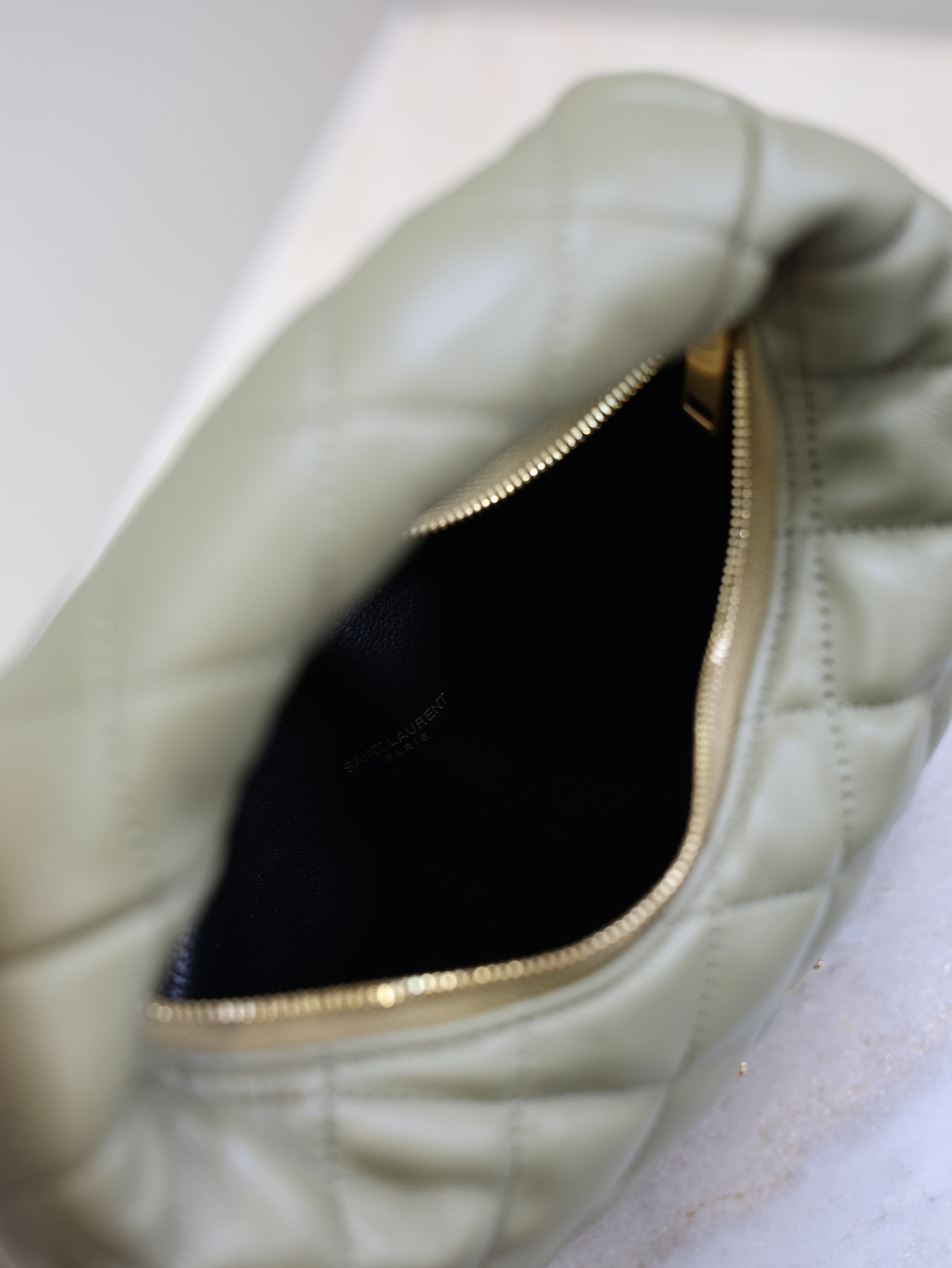 YSL 25S ICARE BABY 17 IN DARK OLIVE QUILTED CALFSKIN GOLD HARDWRE