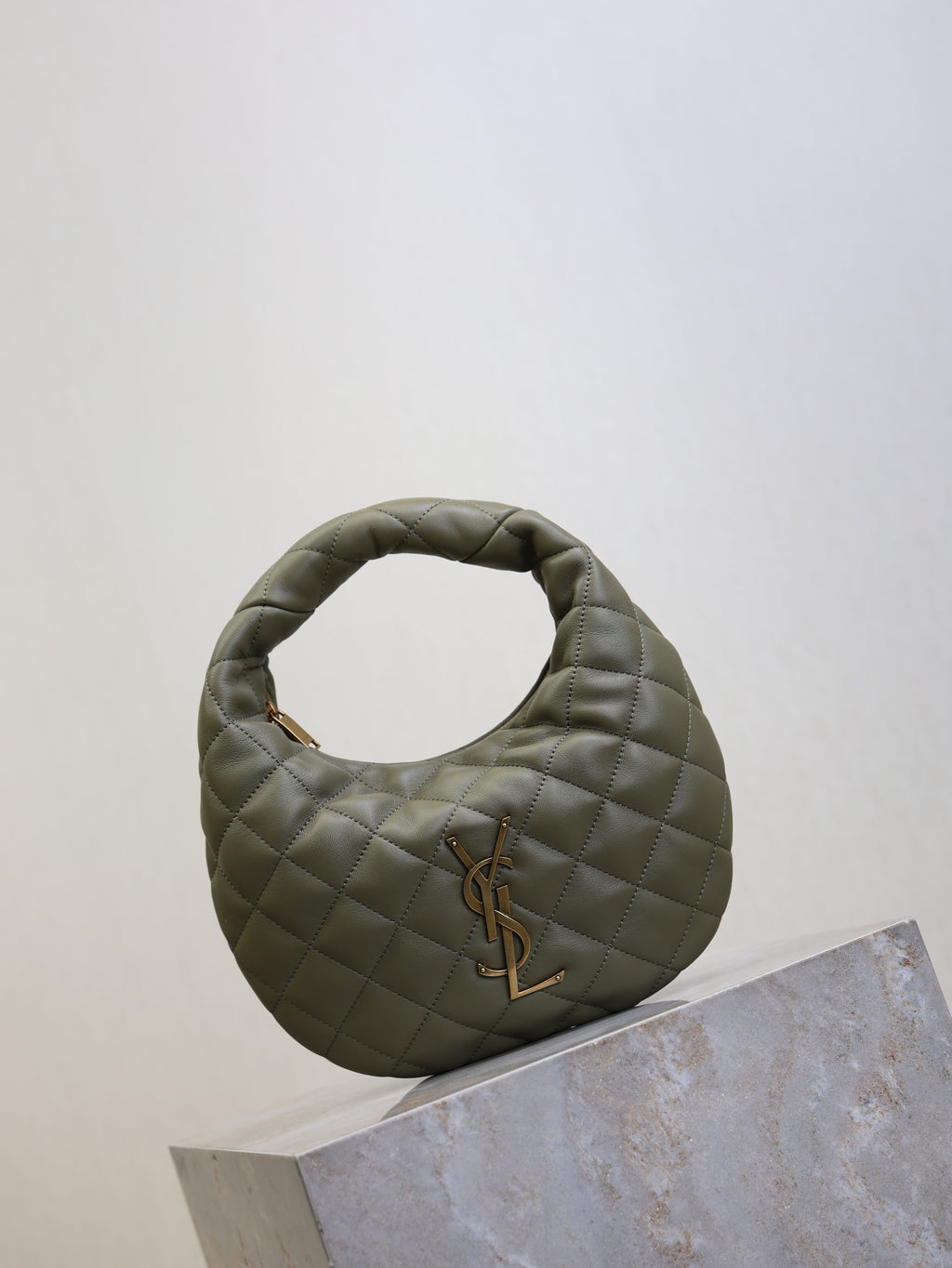 YSL 25S ICARE BABY 17 IN DARK OLIVE QUILTED CALFSKIN GOLD HARDWRE