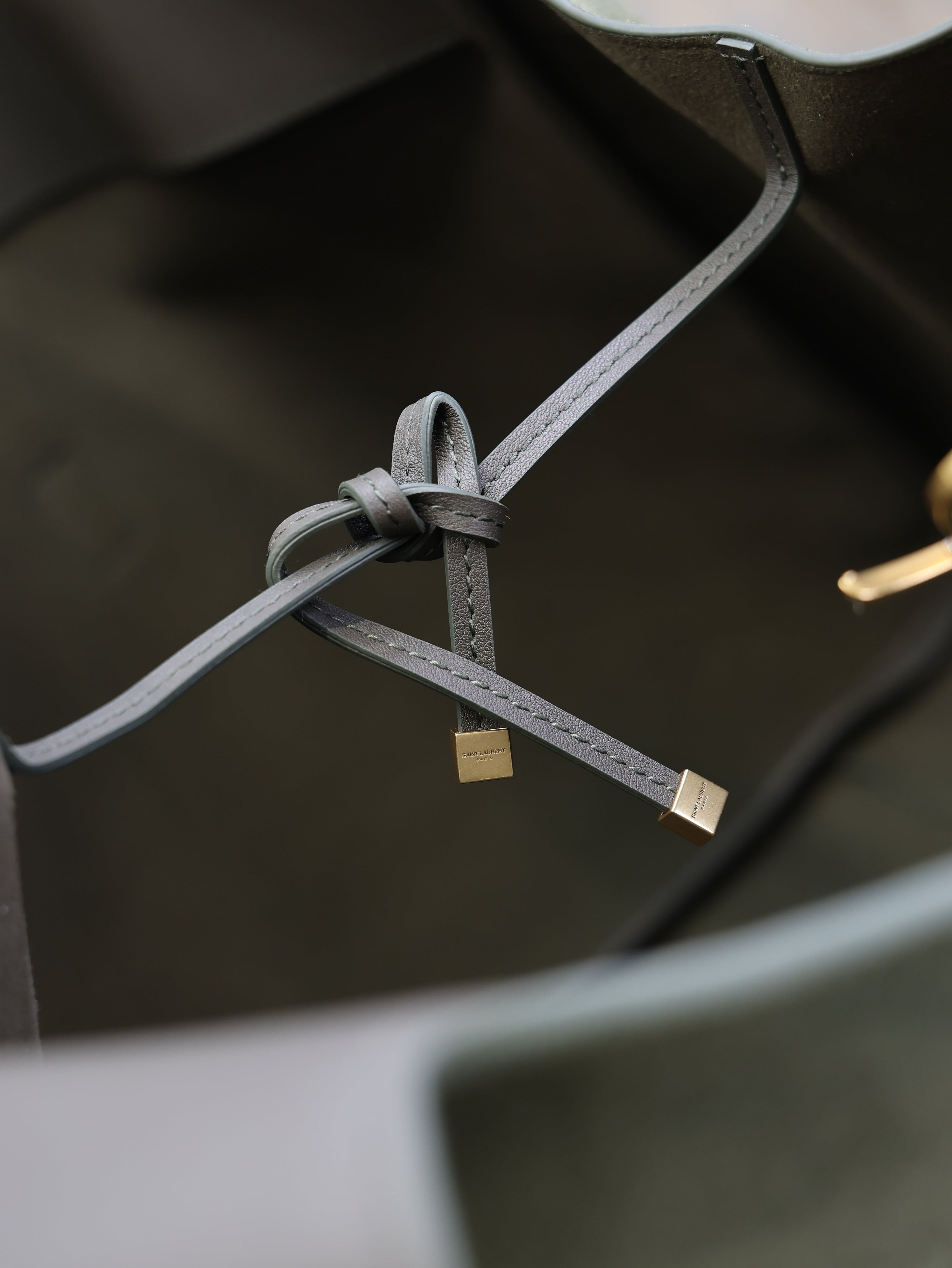 YSL 25S LE 5 À 7 BEA 50 IN DARK OLIVE SUEDE GOLD HARDWRE