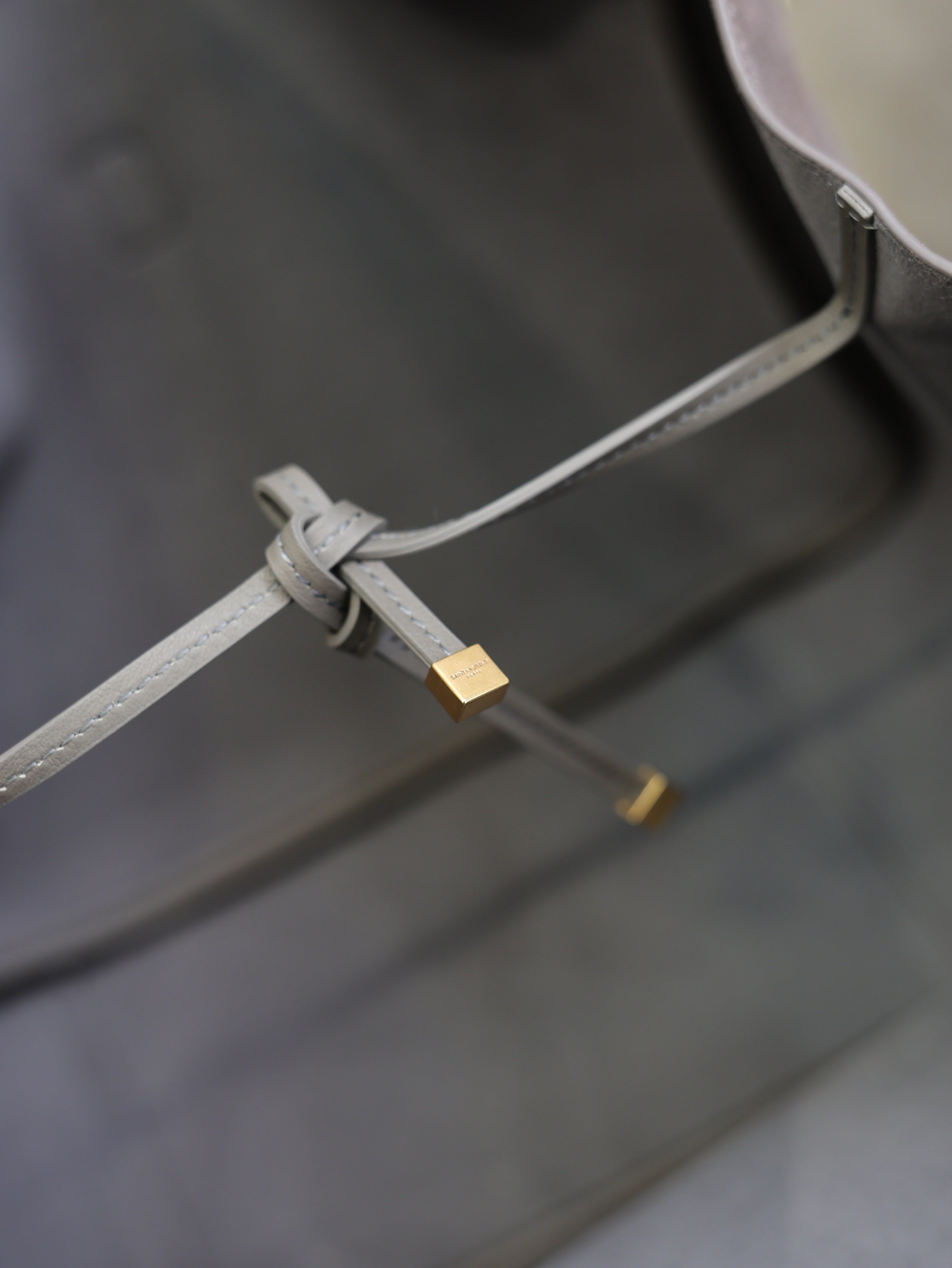 YSL 25S LE 5 À 7 BEA 50 IN DARK GRAY SUEDE GOLD HARDWRE