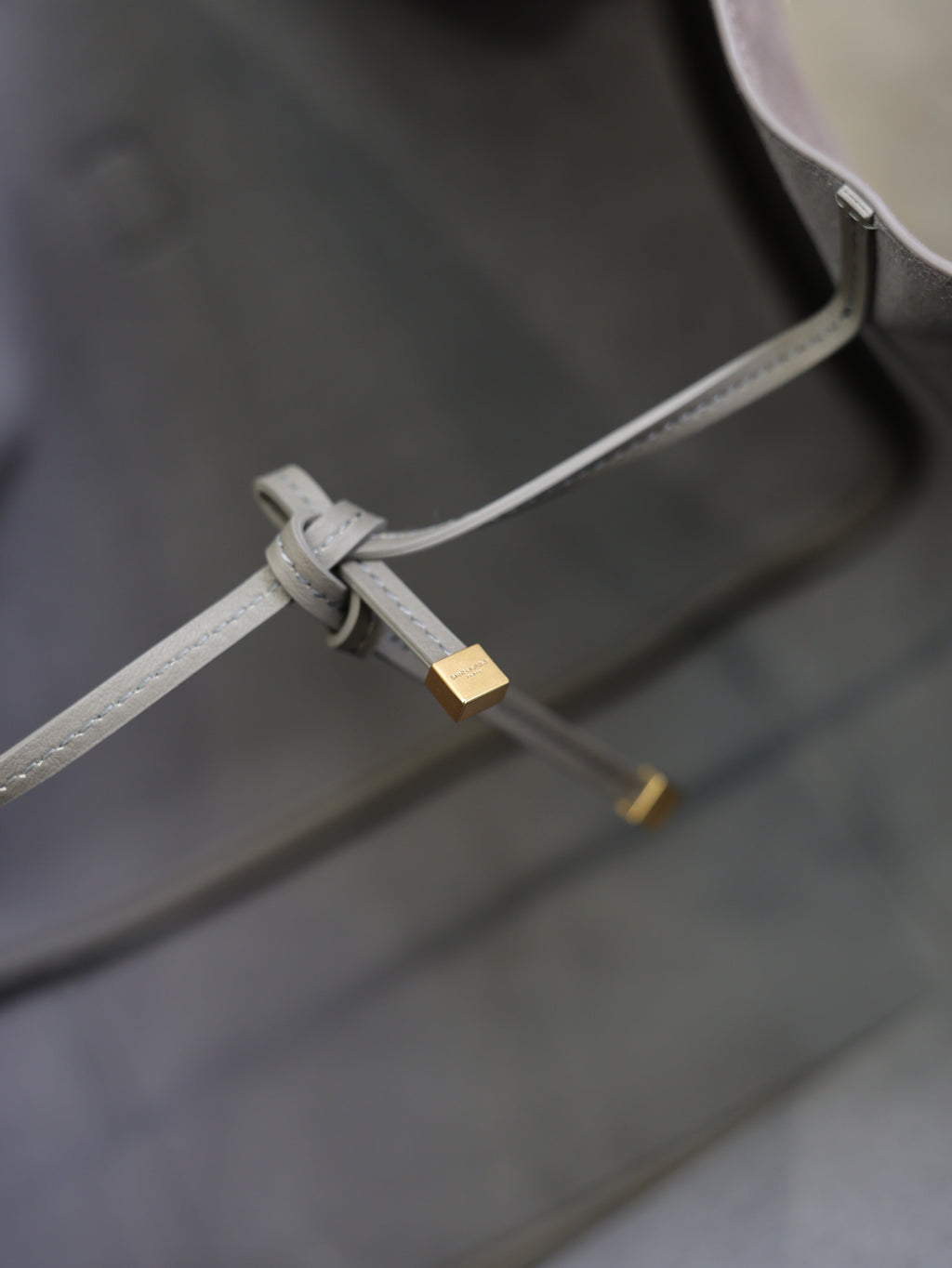 YSL 25S LE 5 À 7 BEA 50 IN DARK GRAY SUEDE GOLD HARDWARE