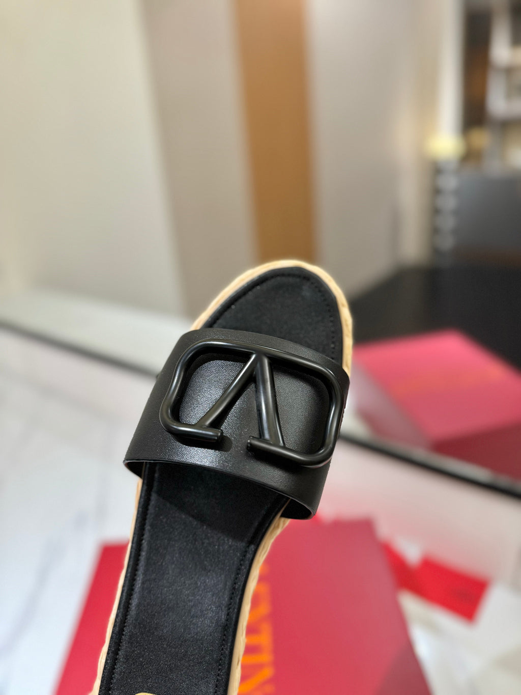 VLTN ESPADRILLE SLIDES 25S IN BLACK LAMBSKIN STYLE 11