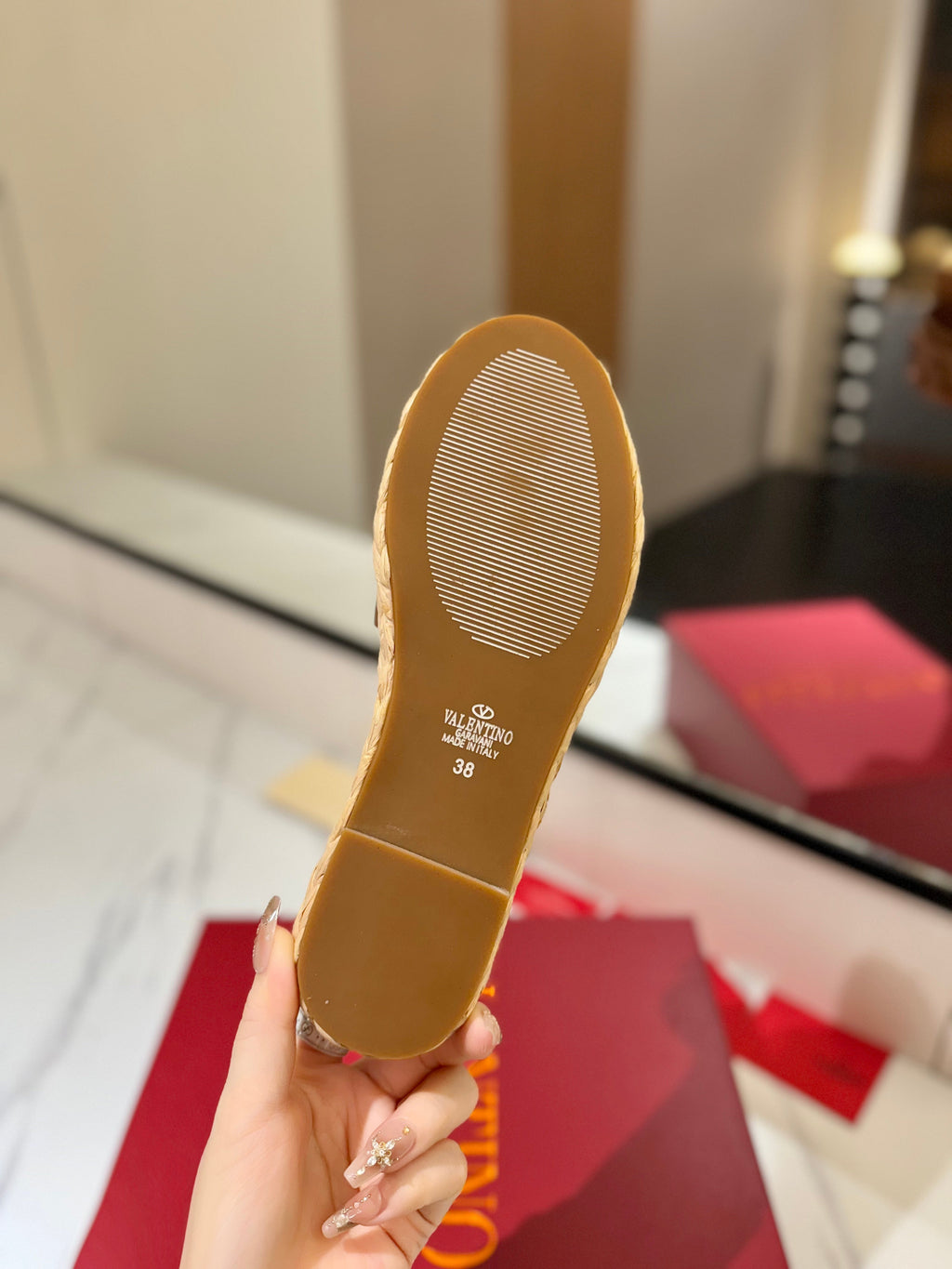 VLTN ESPADRILLE SLIDES 25S IN LIGHT BROWN LAMBSKIN STYLE 7