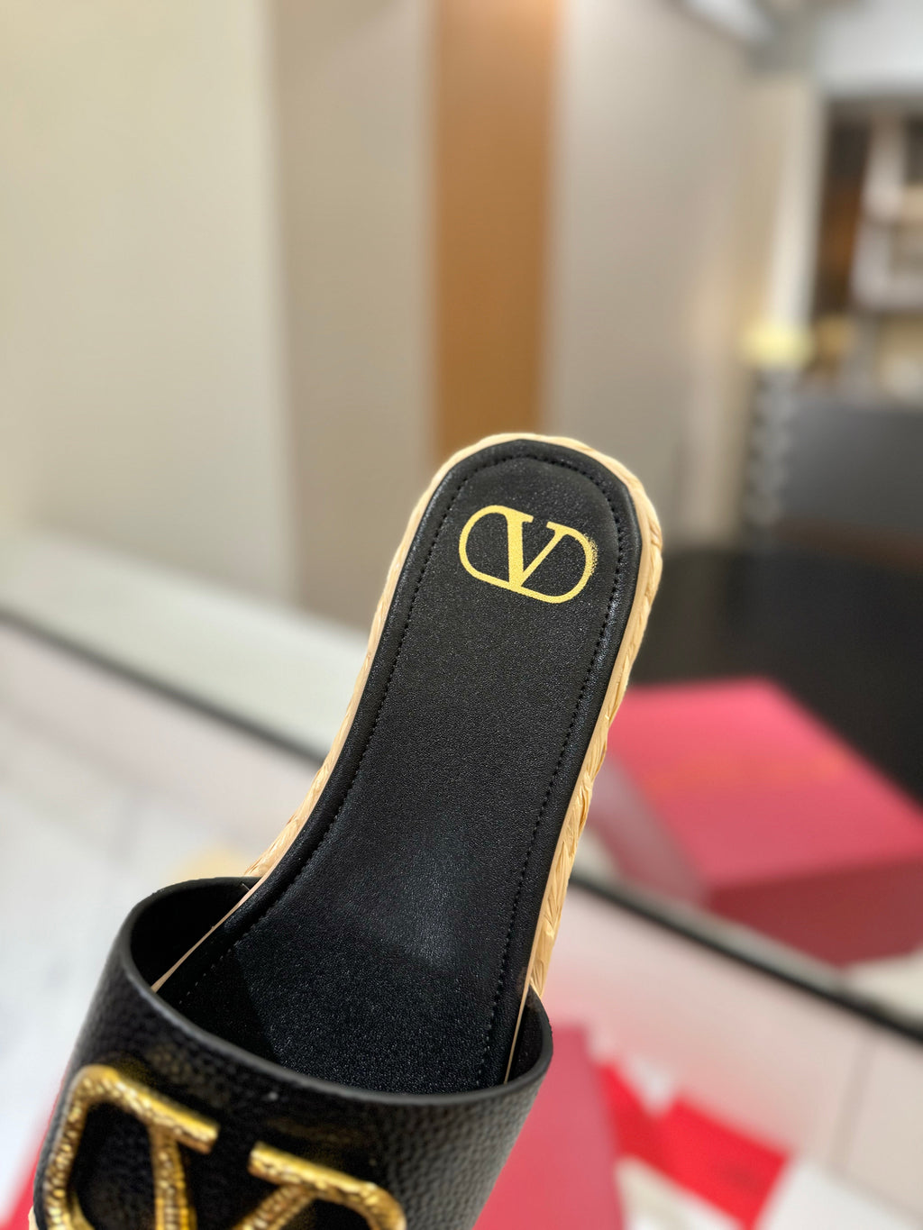 VLTN ESPADRILLE SLIDES 25S IN BLACK LAMBSKIN STYLE 5