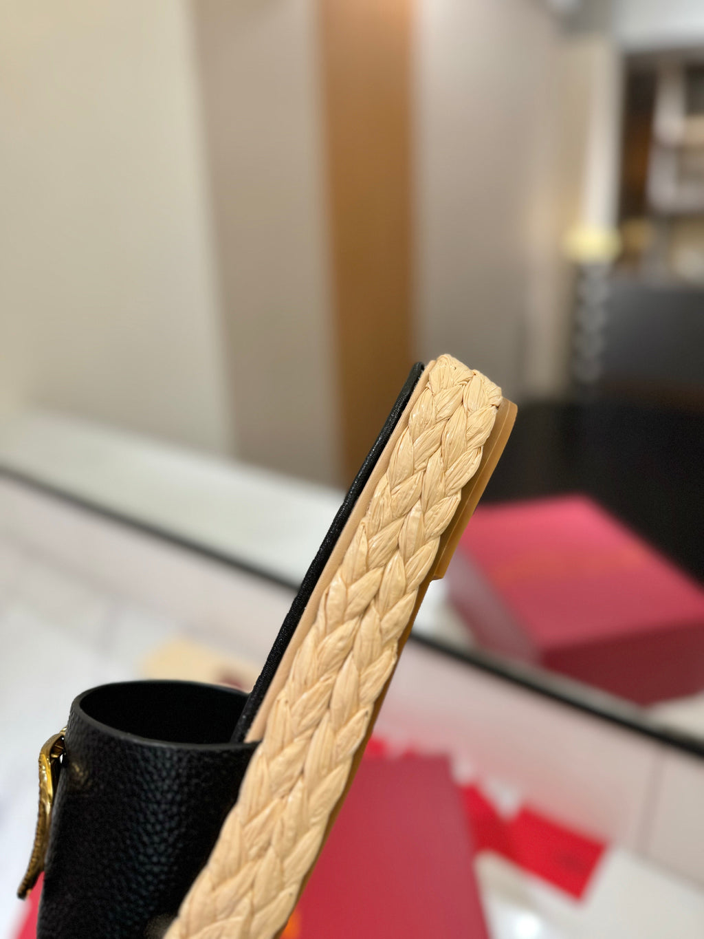 VLTN ESPADRILLE SLIDES 25S IN BLACK LAMBSKIN STYLE 5