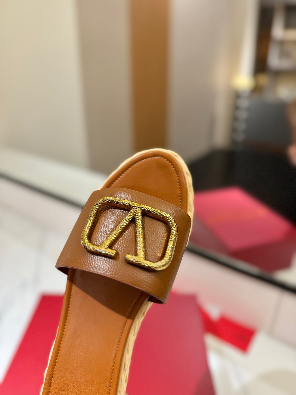 VLTN ESPADRILLE SLIDES 25S IN BROWN LAMBSKIN STYLE 2