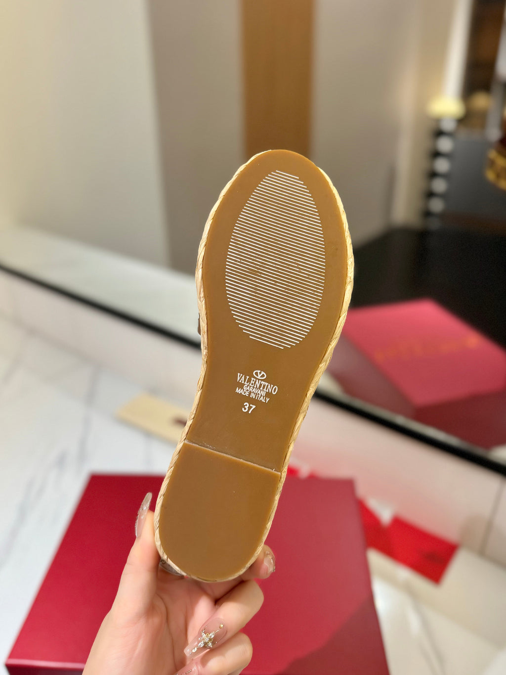 VLTN ESPADRILLE SLIDES 25S IN BROWN LAMBSKIN STYLE 2