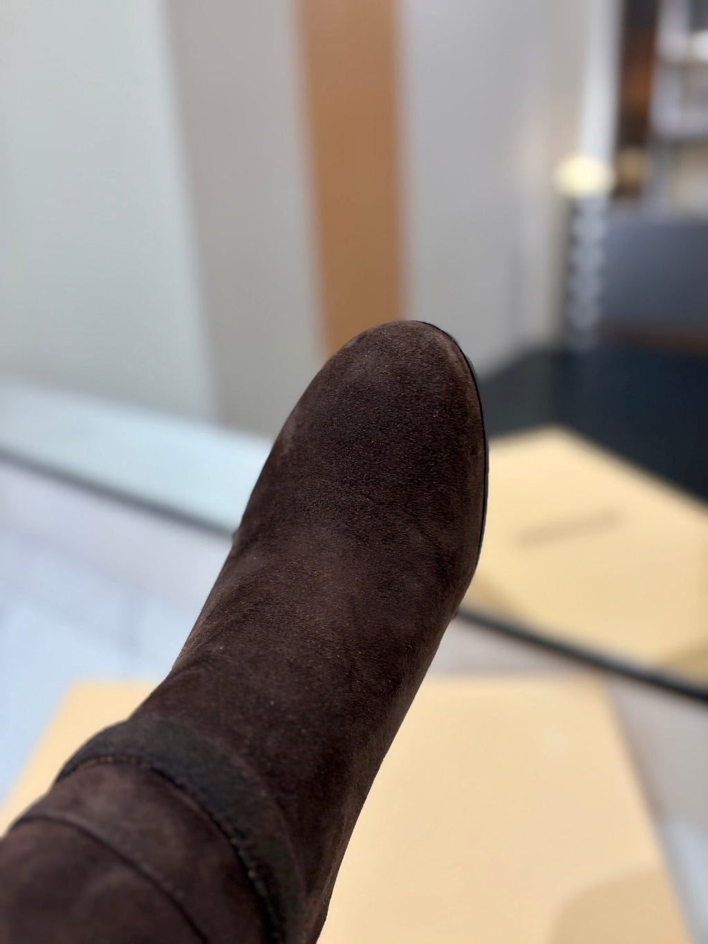 VALENTINO 25S GARAVANI PATTIE KNEE-HIGH BOOTS 80 MM IN DARK BROWN SUEDE