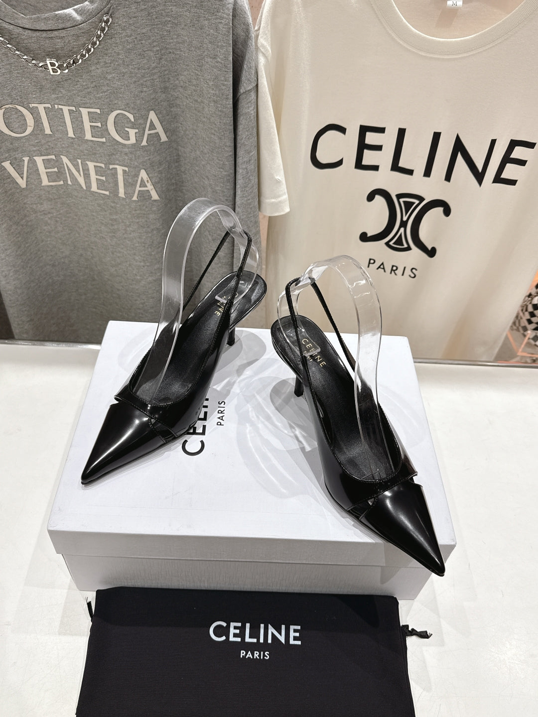 JUDY CAP TOE SLINGBACK 65MM IN BLACK SMOOTH AND SHINY CALFSKIN