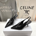 JUDY CAP TOE SLINGBACK 65MM IN BLACK SMOOTH AND SHINY CALFSKIN