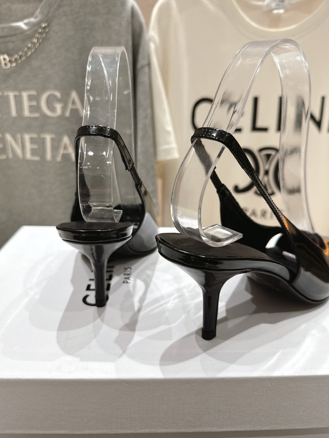 JUDY CAP TOE SLINGBACK 65MM IN BLACK SMOOTH AND SHINY CALFSKIN