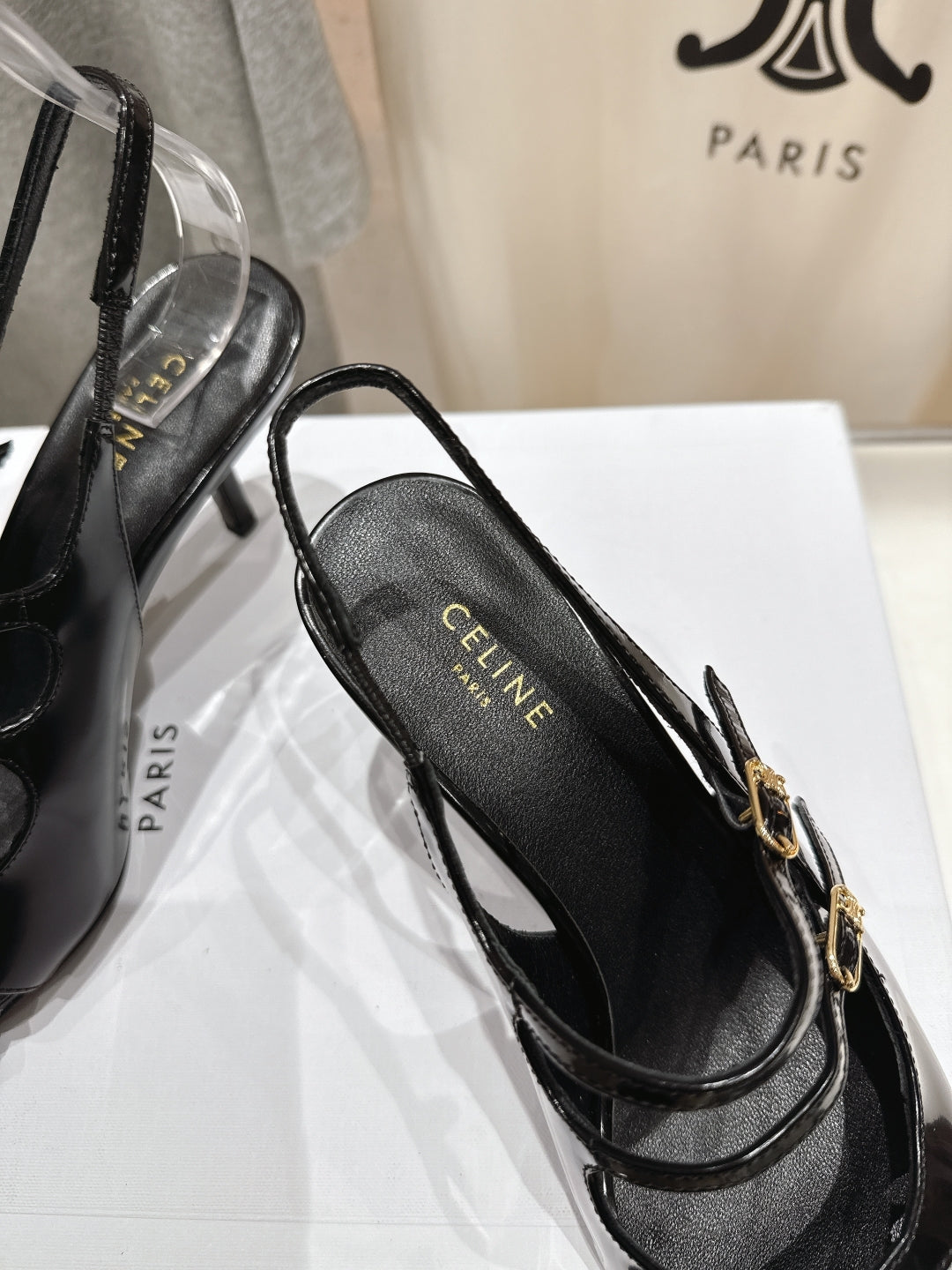 JUDY DOUBLE STRAP MARY JANE SLINGBACK 65MM IN BLACK SHINY CALFSKIN AND SILVER SNAKE EMBOSSED LEATHER