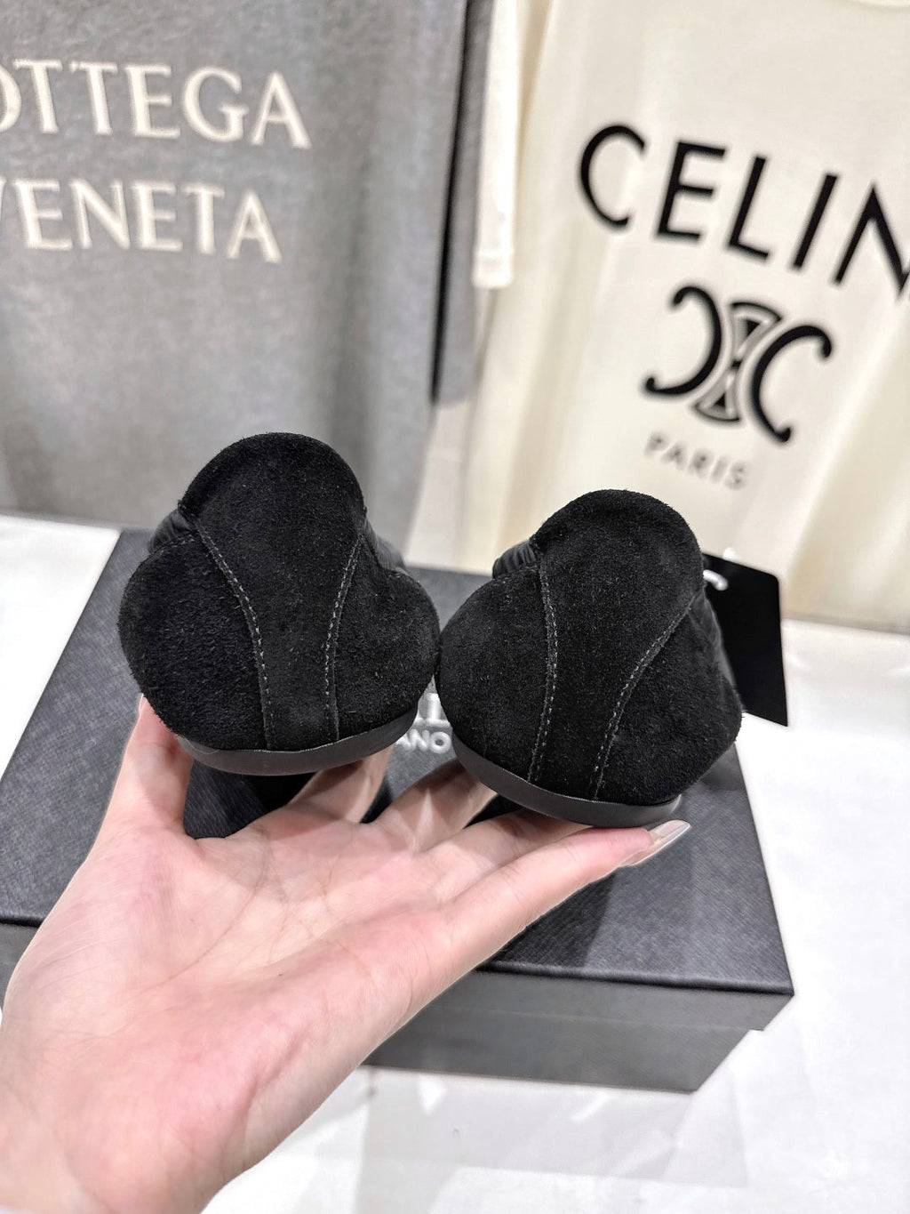 PRADA 25S COLLAPSE RE NYLON AND SUEDE SNEAKERS IN BLACK WITH METAL TOECAP