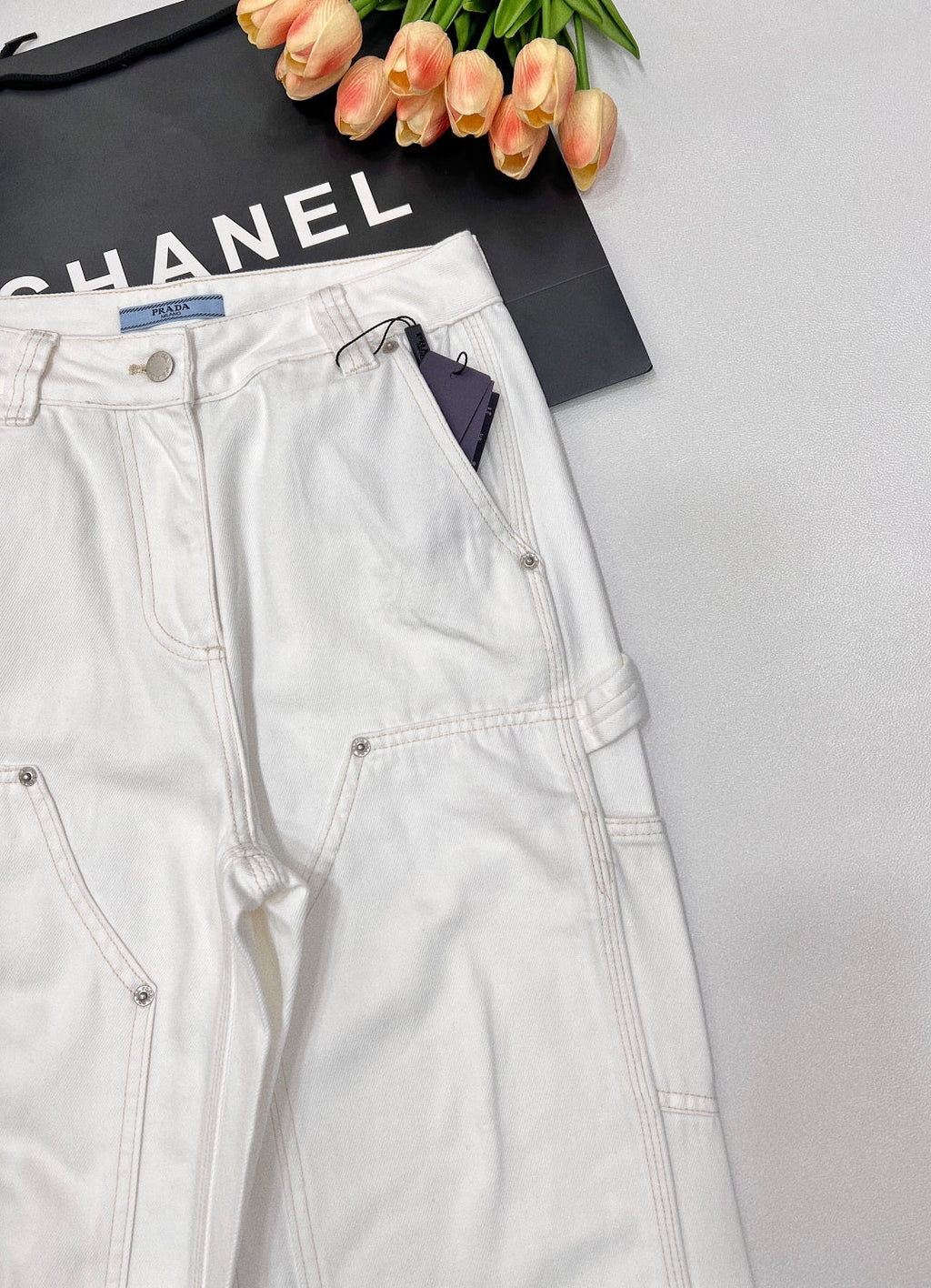 PRADA 25S DENIM WIDE-LEG PANTS 372