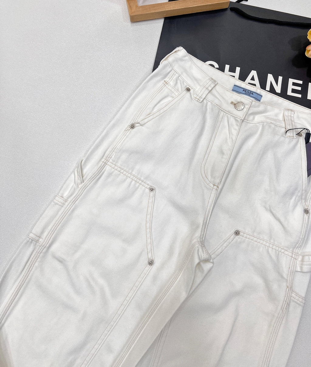 PRADA 25S DENIM WIDE-LEG PANTS 372