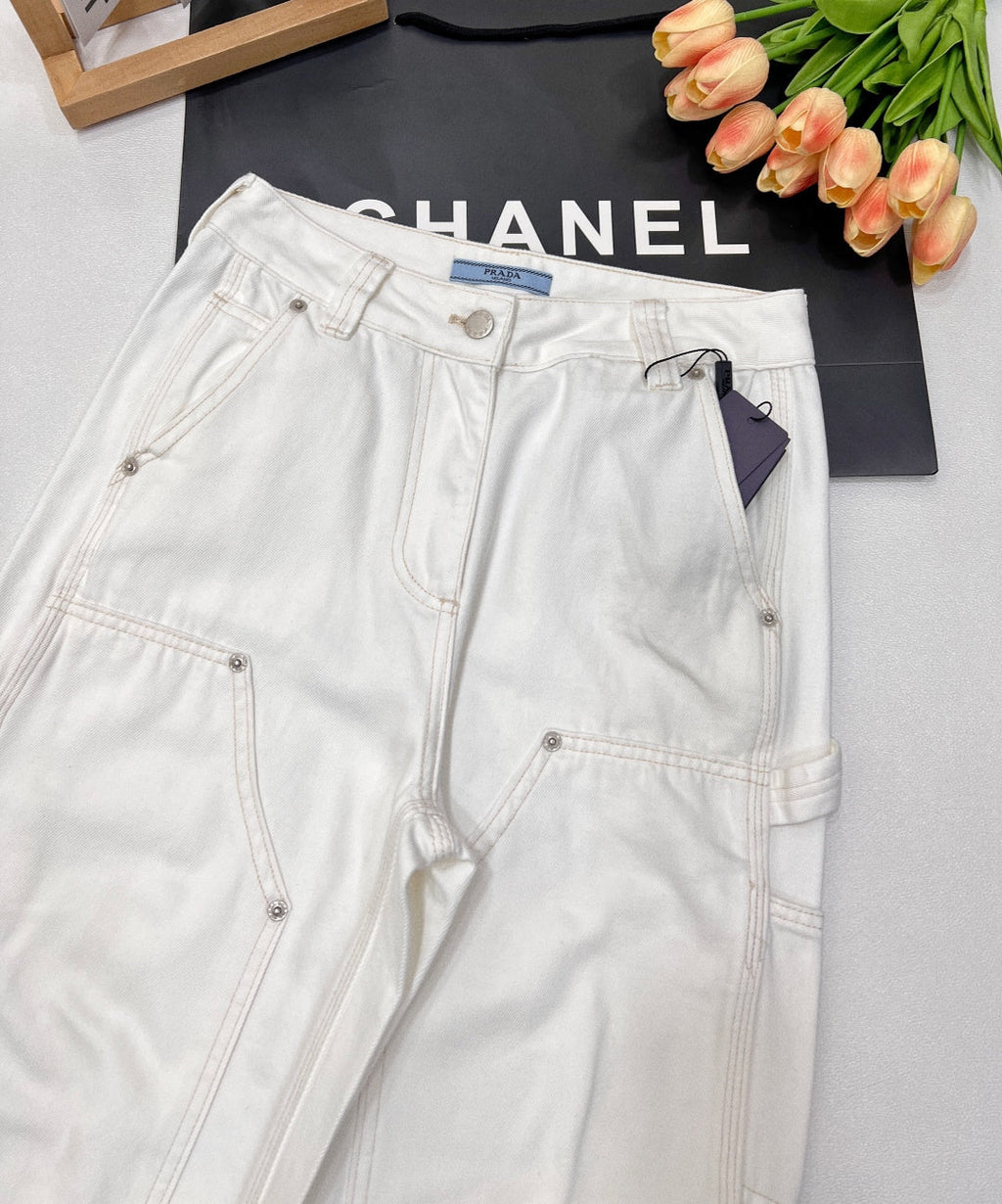 PRADA 25S DENIM WIDE-LEG PANTS 372