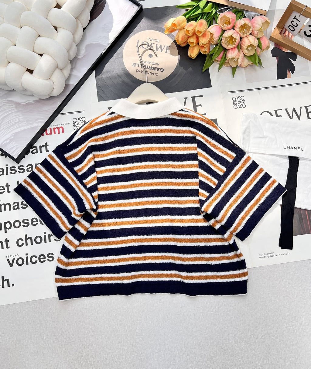 CHANEL 25S SHORT-SLEEVE STRIPED SHIRT 598