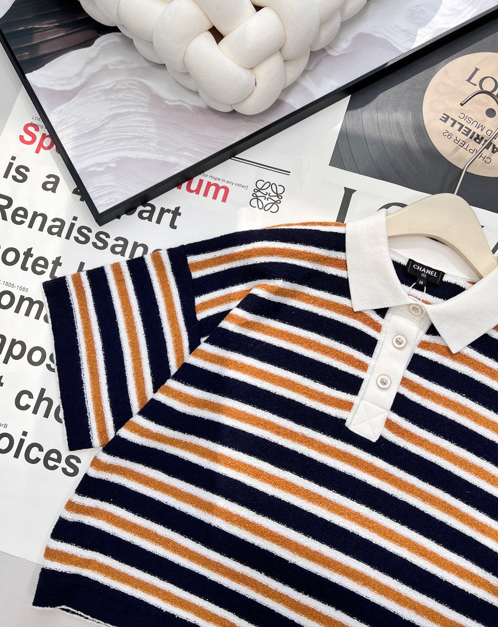 CHANEL 25S SHORT-SLEEVE STRIPED SHIRT 598