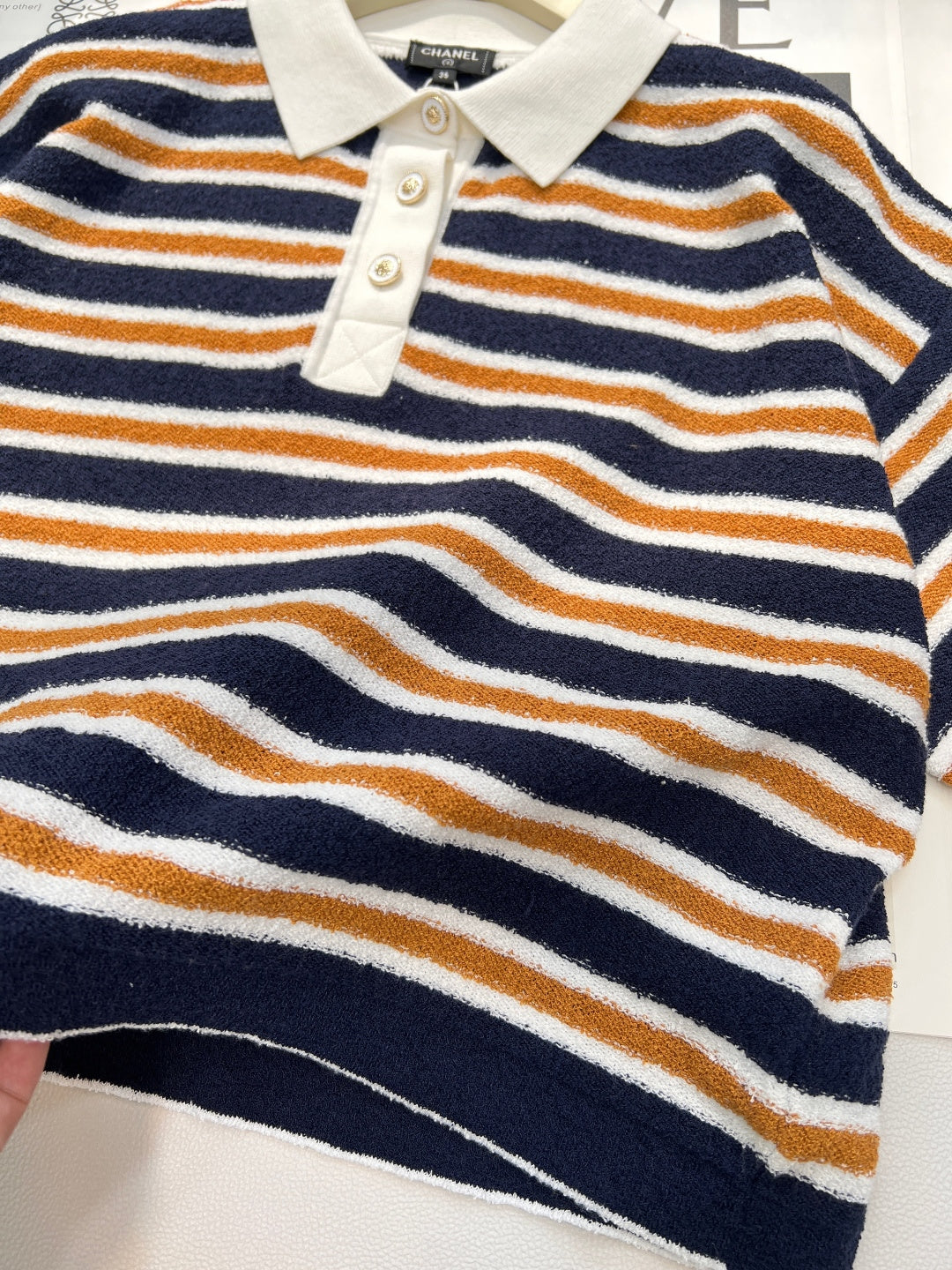 CHANEL 25S SHORT-SLEEVE STRIPED SHIRT 598