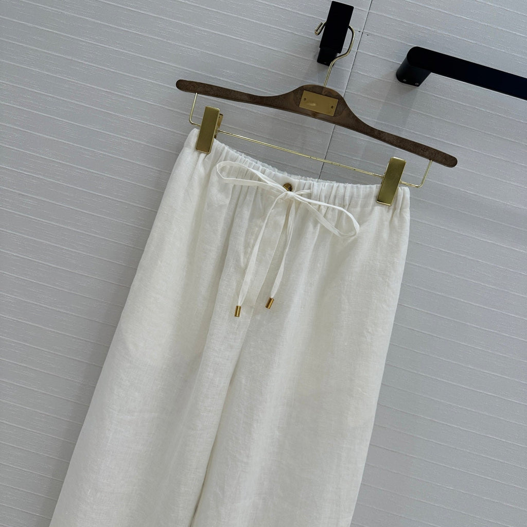 LP STRAIGHT-LEG LINEN PANTS IN WHITE