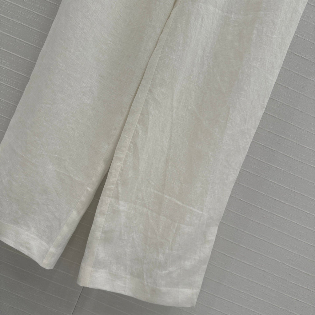 LP STRAIGHT-LEG LINEN PANTS IN WHITE