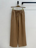 LP STRAIGHT-LEG LINEN PANTS IN BROWN