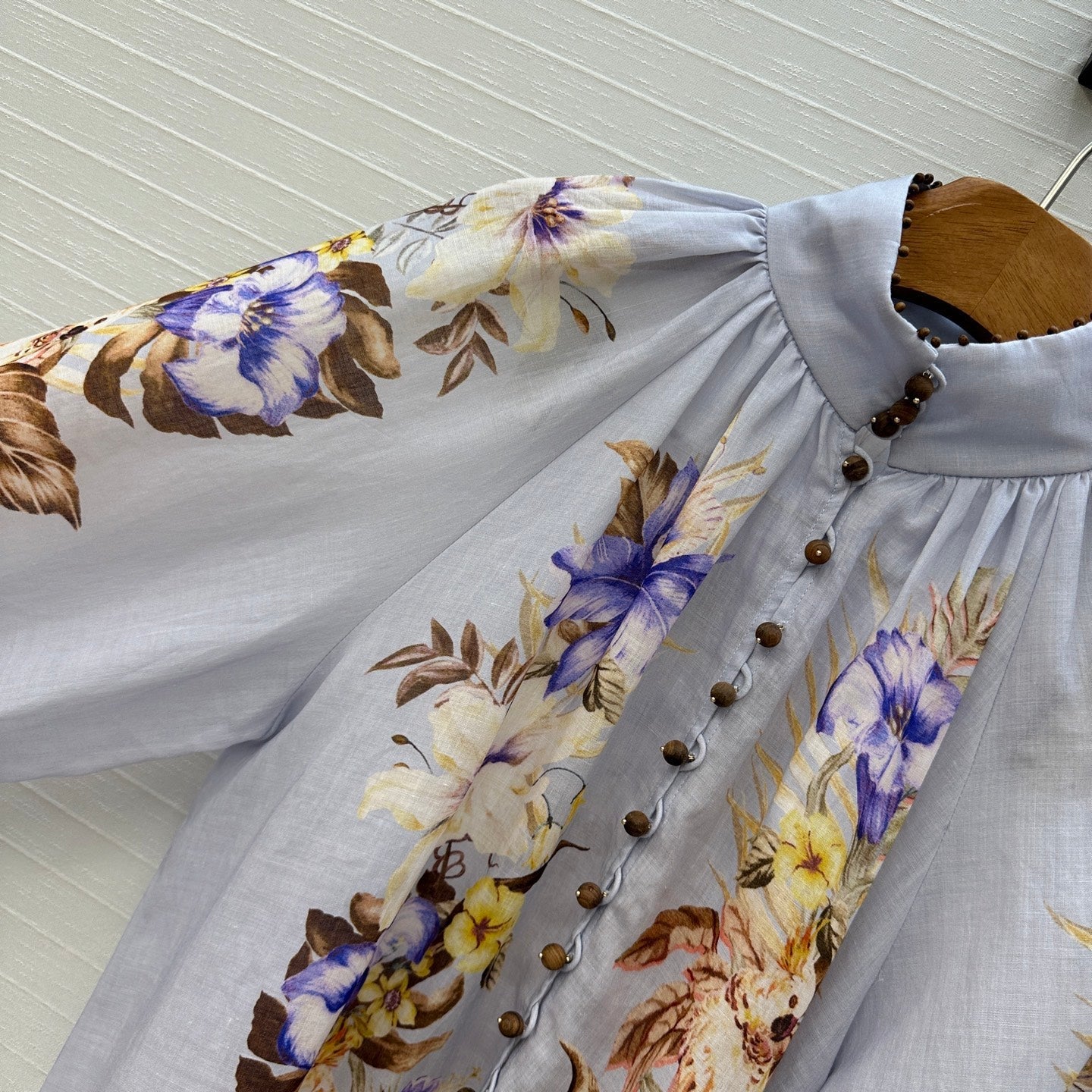 ZIMMER MULTICOLORED FLORAL SHIRT ON LAVENDER GREY BASE