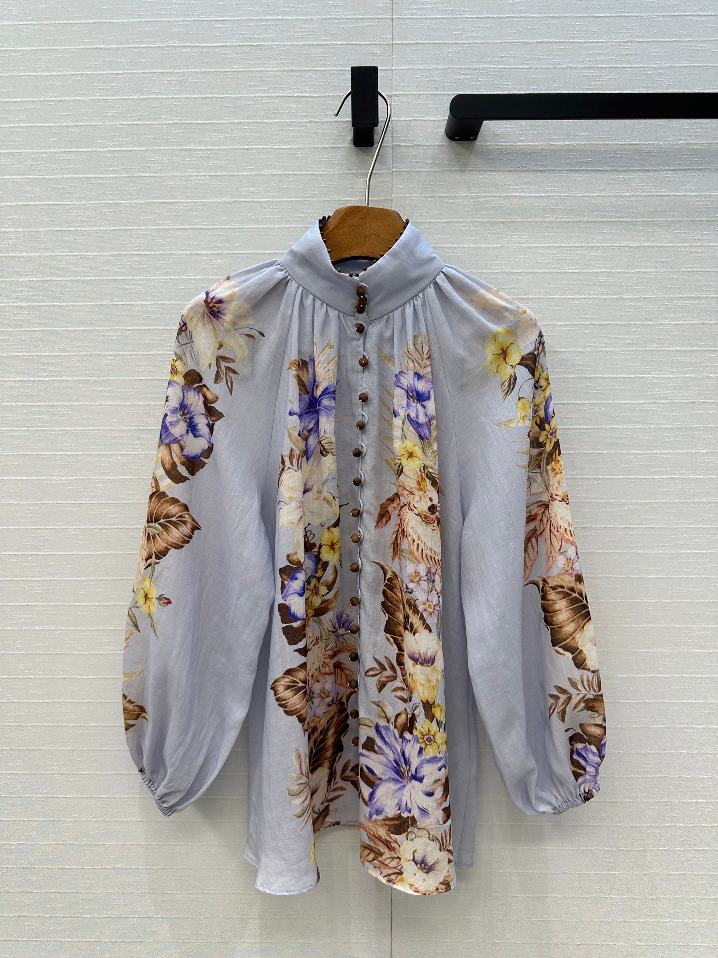 ZIMMER MULTICOLORED FLORAL SHIRT ON LAVENDER GREY BASE