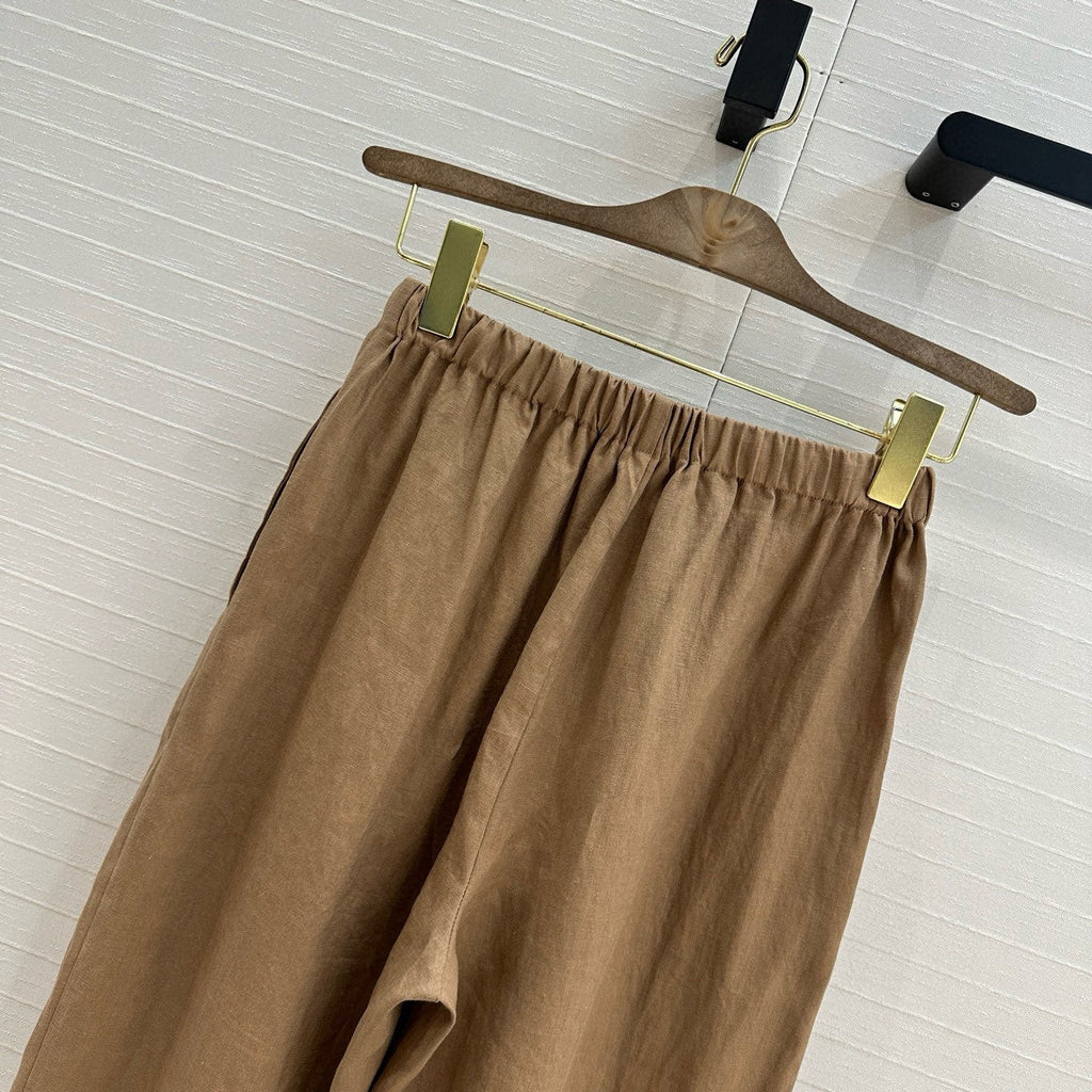 LP STRAIGHT-LEG LINEN PANTS IN BROWN