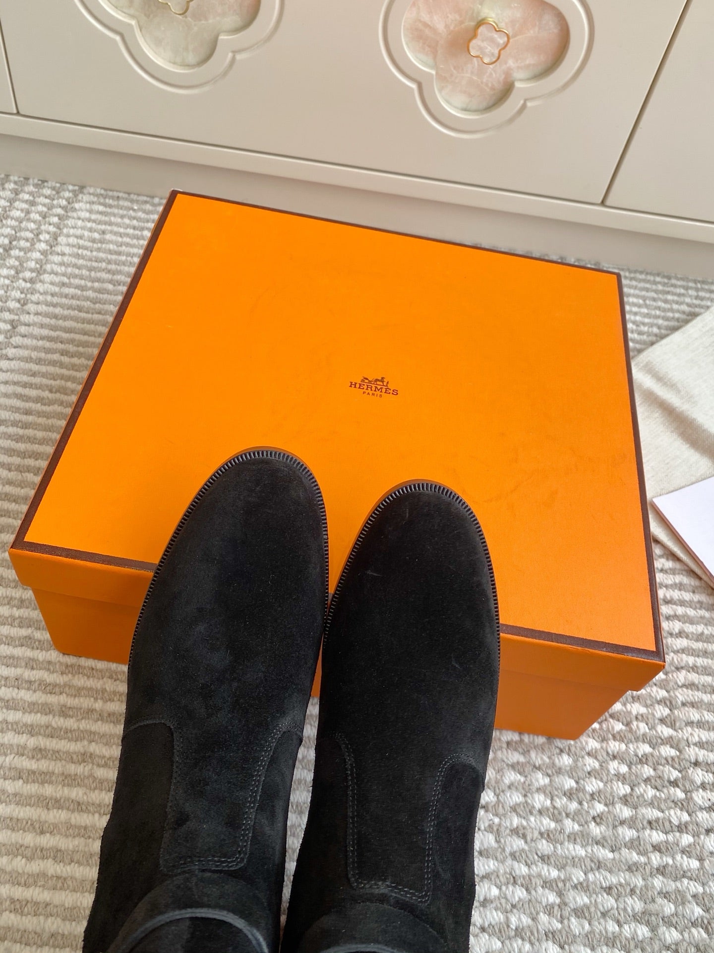 HM 25S FRENCHIE 50 ANKLE BOOT 50 MM IN BLACK SUEDE WITH SILVER HARDWARE