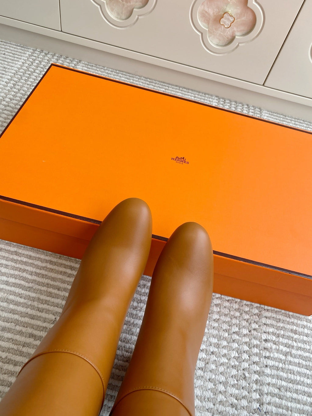 HM 25S TALL BOOTS 90 MM IN BROWN LAMBSKIN WITH SILVER HARDWARE