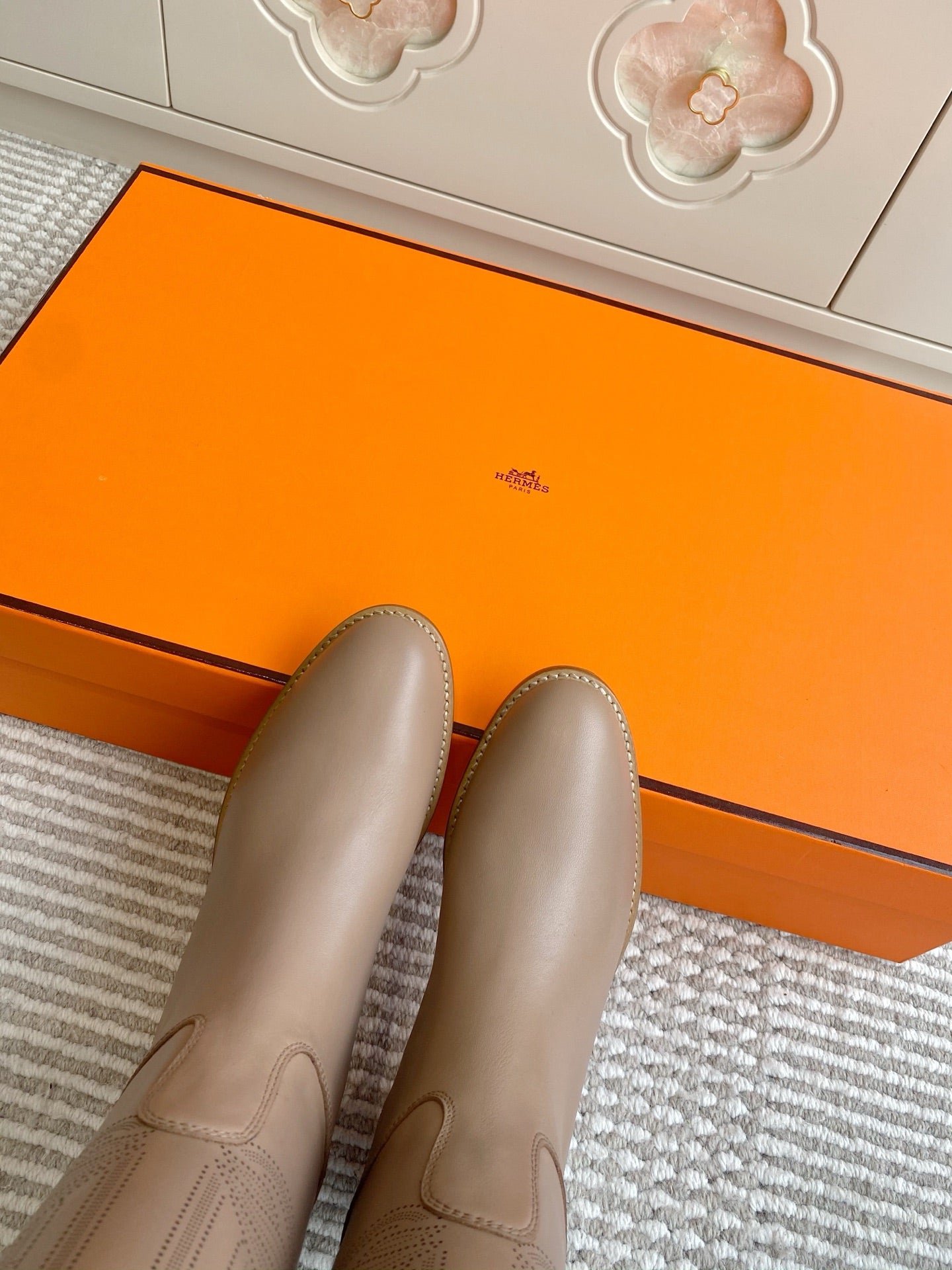 HM 25S JUMPING BOOTS IN LIGHT CARAMEL BROWN LAMBSKIN WITH SILVER HARDWARE