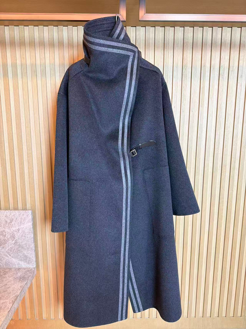 HERMES 25S LONG STAND-COLLAR CASHMERE COAT 317