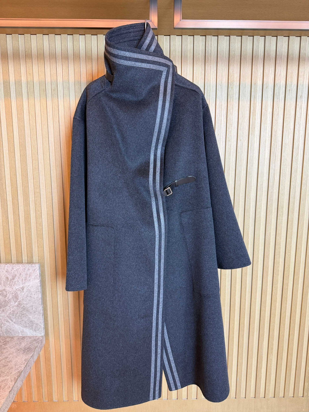 HERMES 25S LONG STAND-COLLAR CASHMERE COAT 317