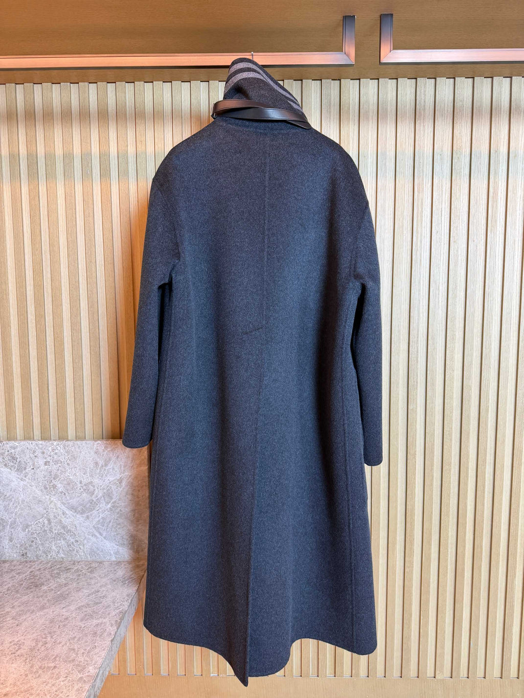 HERMES 25S LONG STAND-COLLAR CASHMERE COAT 317