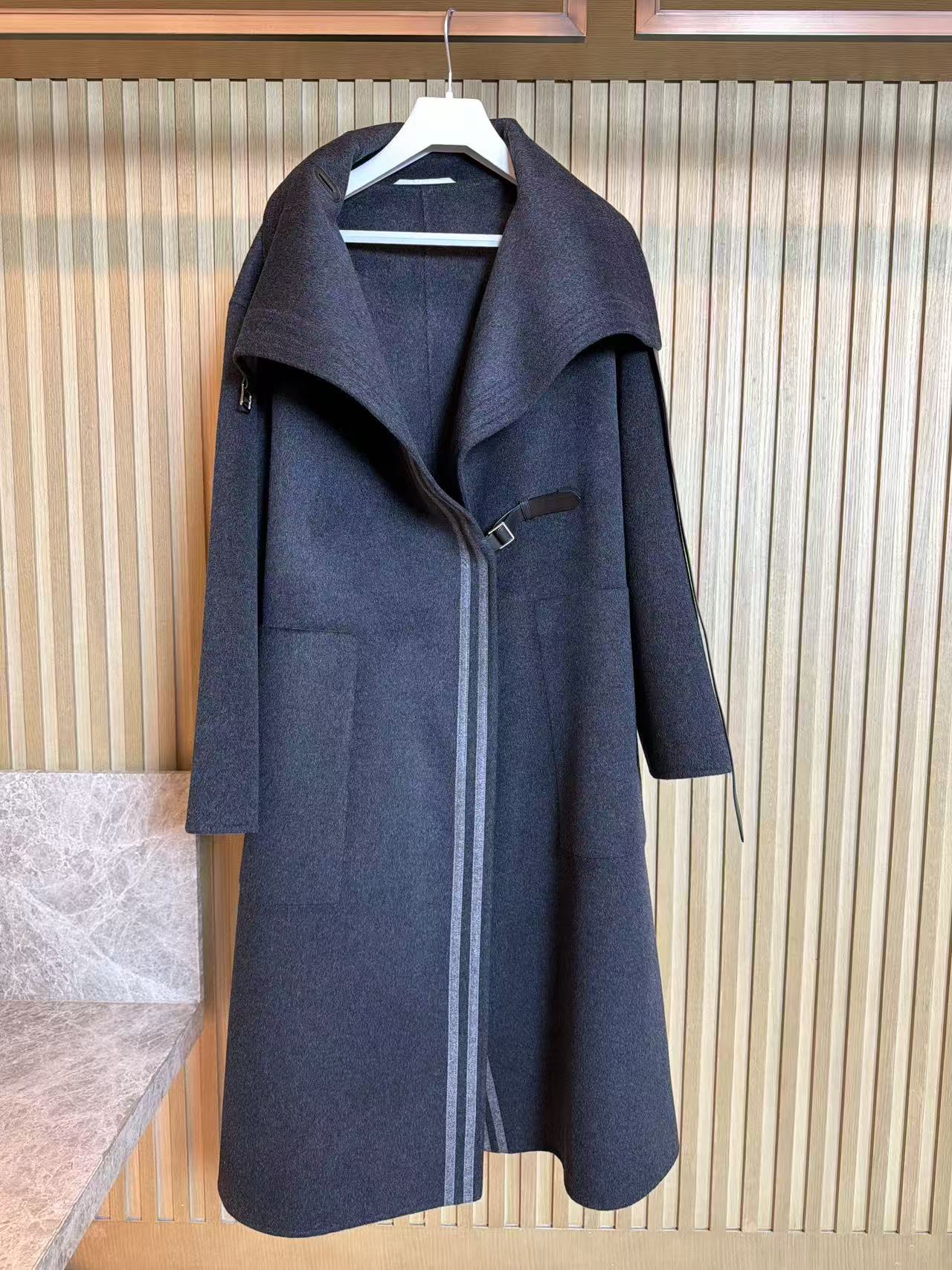 HERMES 25S LONG STAND-COLLAR CASHMERE COAT 317