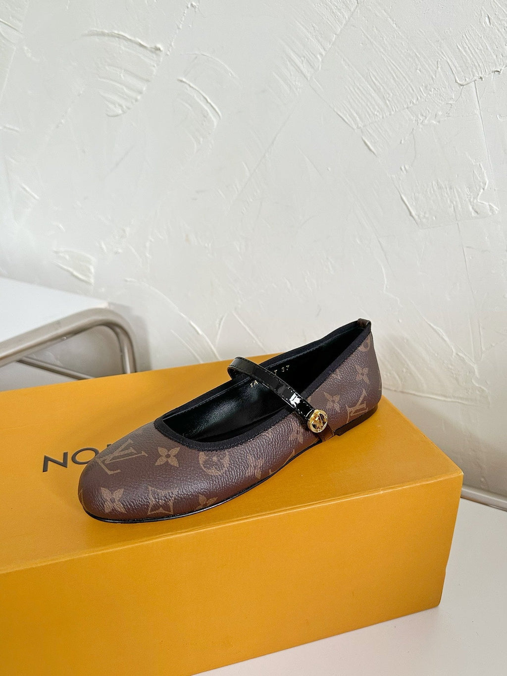 ROMY FLAT BALLERINA IN BROWN MONOGRAM CALFSKIN