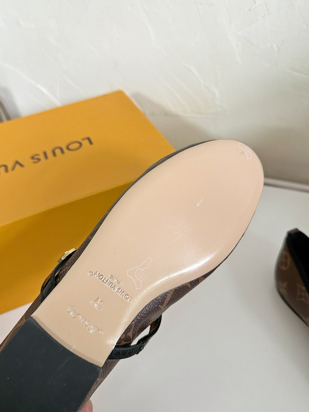 ROMY FLAT BALLERINA IN BROWN MONOGRAM CALFSKIN