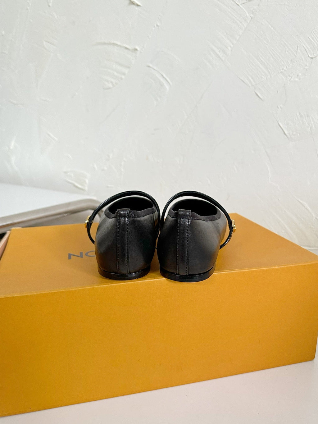 ROMY FLAT BALLERINA IN BLACK CALFSKIN